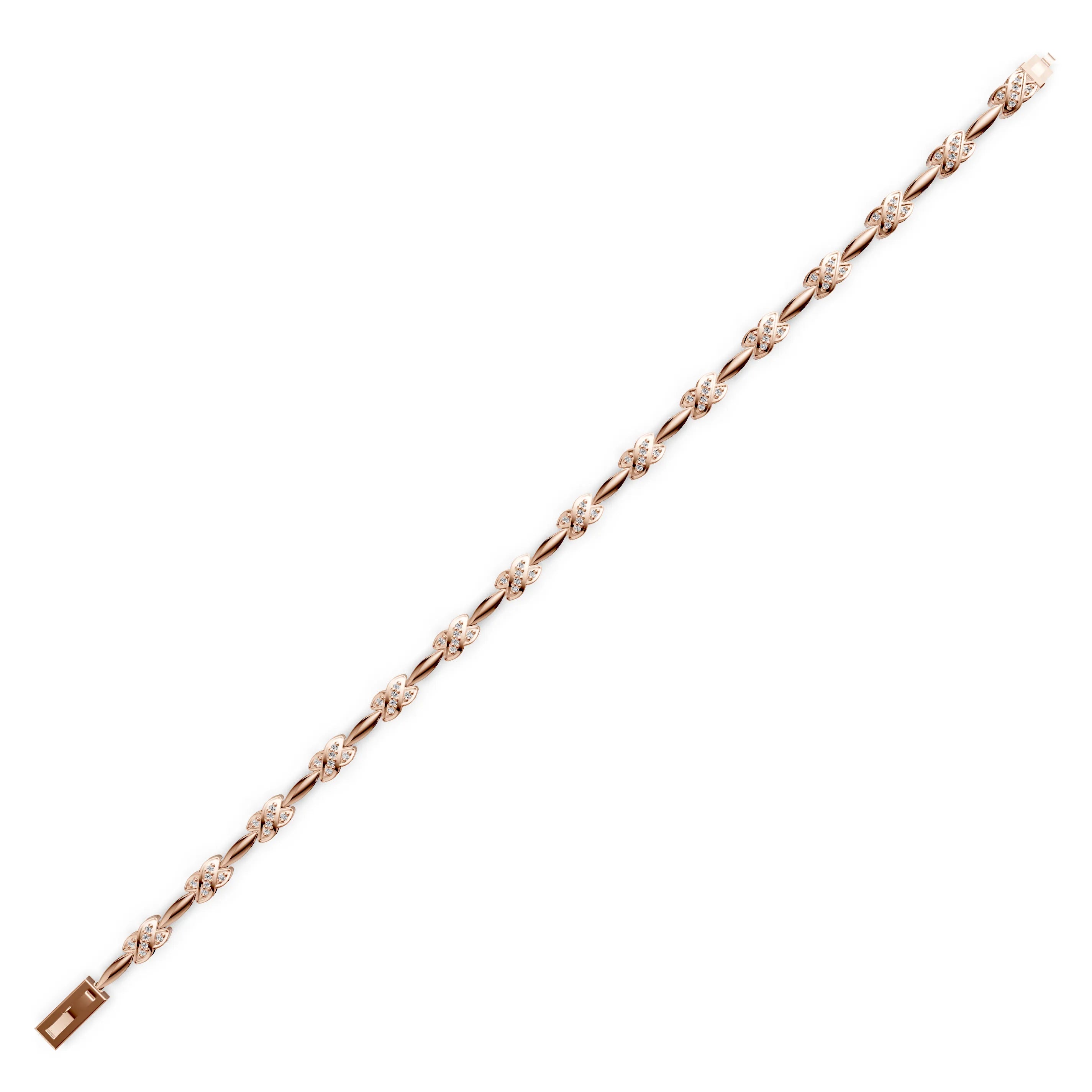 Pargold Solid Gold Floral Finesse Gemstone Bracelet -Rose_Diamond_Diamond_Static_Rose