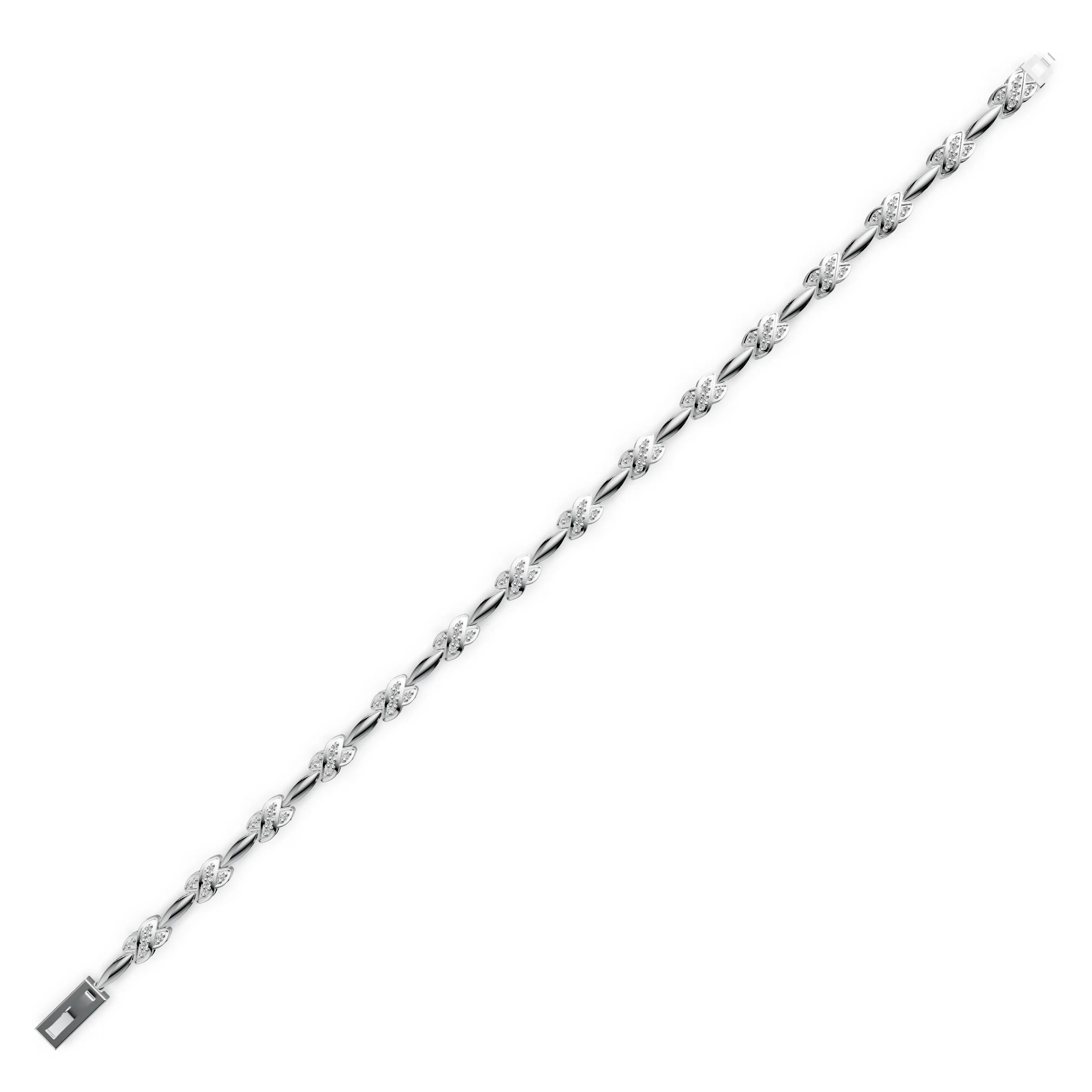 Pargold Solid Gold Floral Finesse Gemstone Bracelet -Silver_Diamond_Diamond_Static_Silver