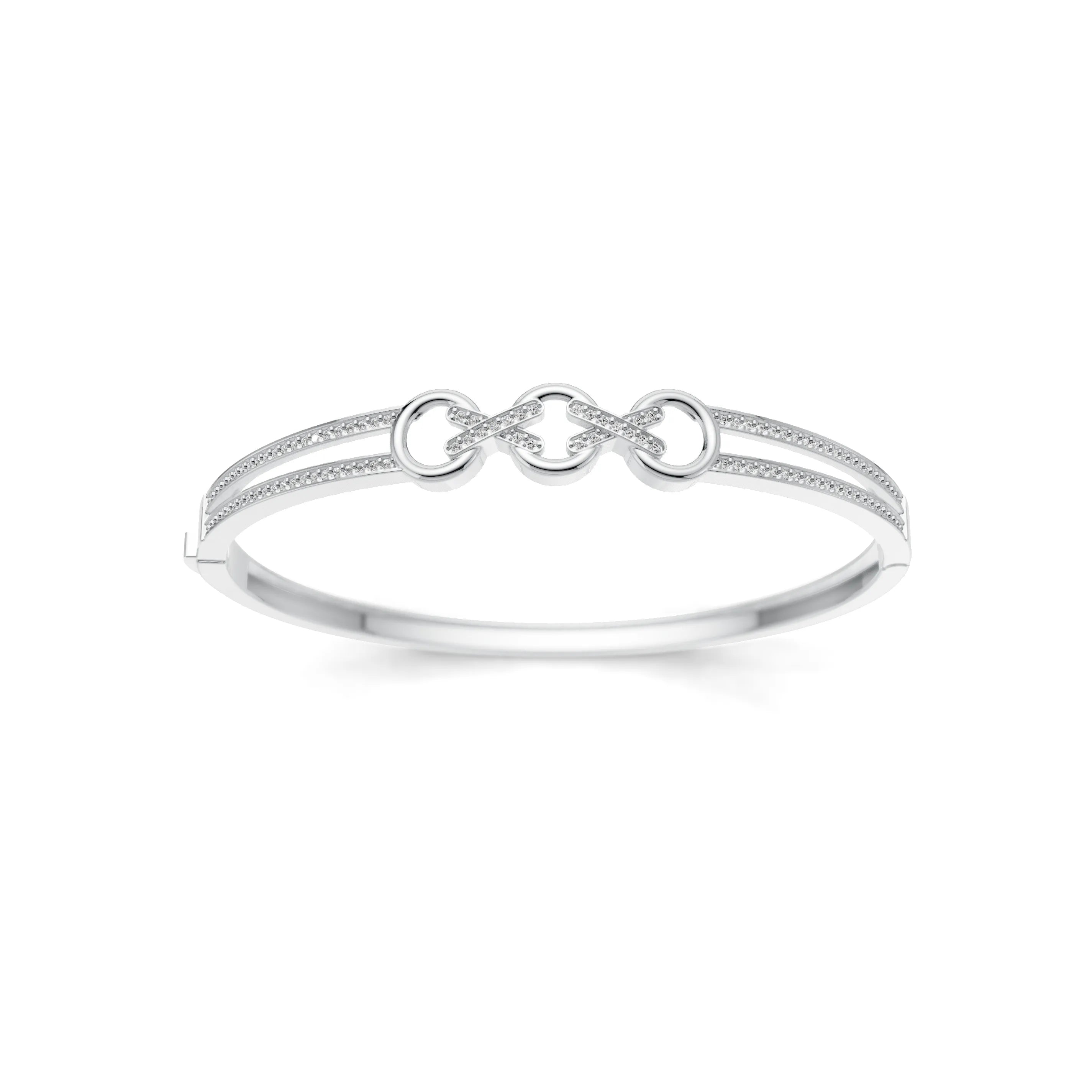 Pargold Solid Gold Golden Chainlink Spark Bangle -Silver_Diamond_Diamond_Static_Silver