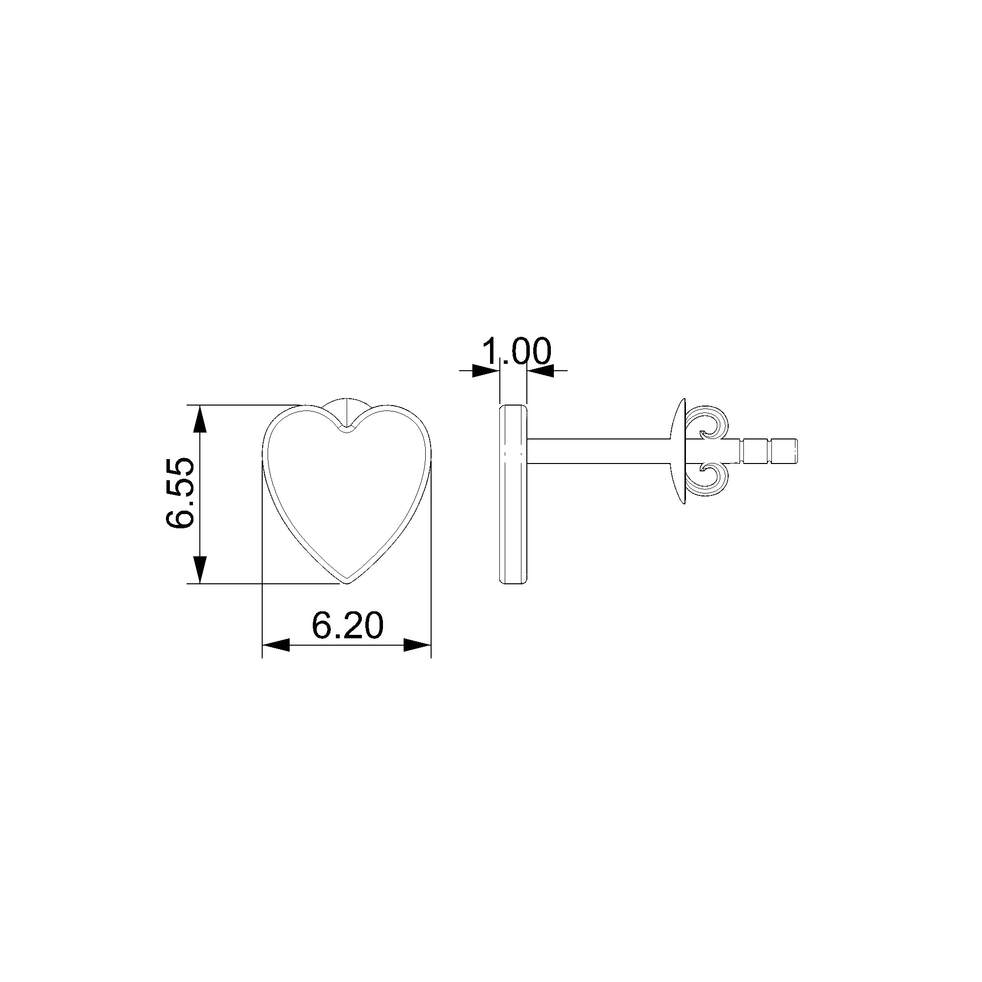 Pargold Solid Gold Elegant Heart-Shaped Gold Stud Earrings-Static