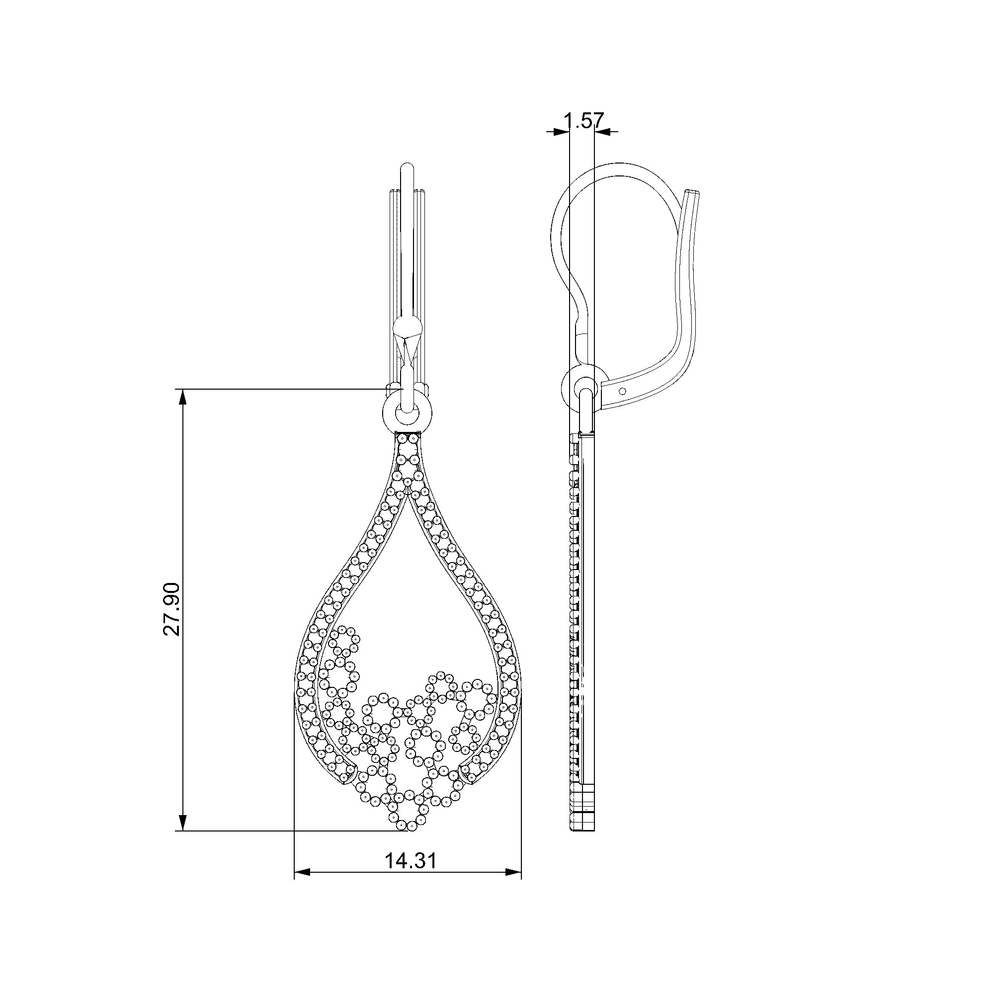 Pargold Solid Gold Blossom Teardrop Earrings-Static