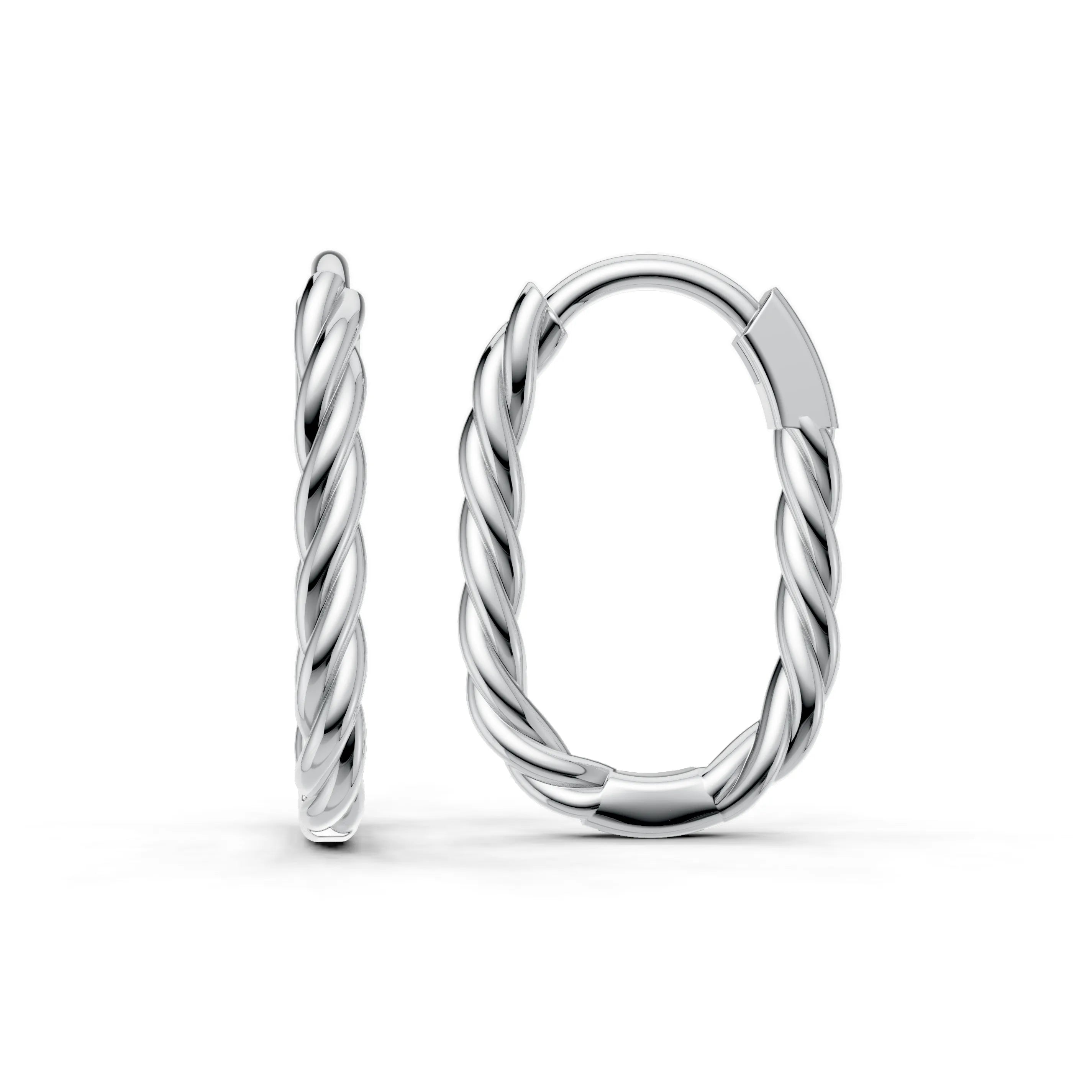 Pargold Solid Gold Twisted Gold Hoops -Silver_Static_Silver