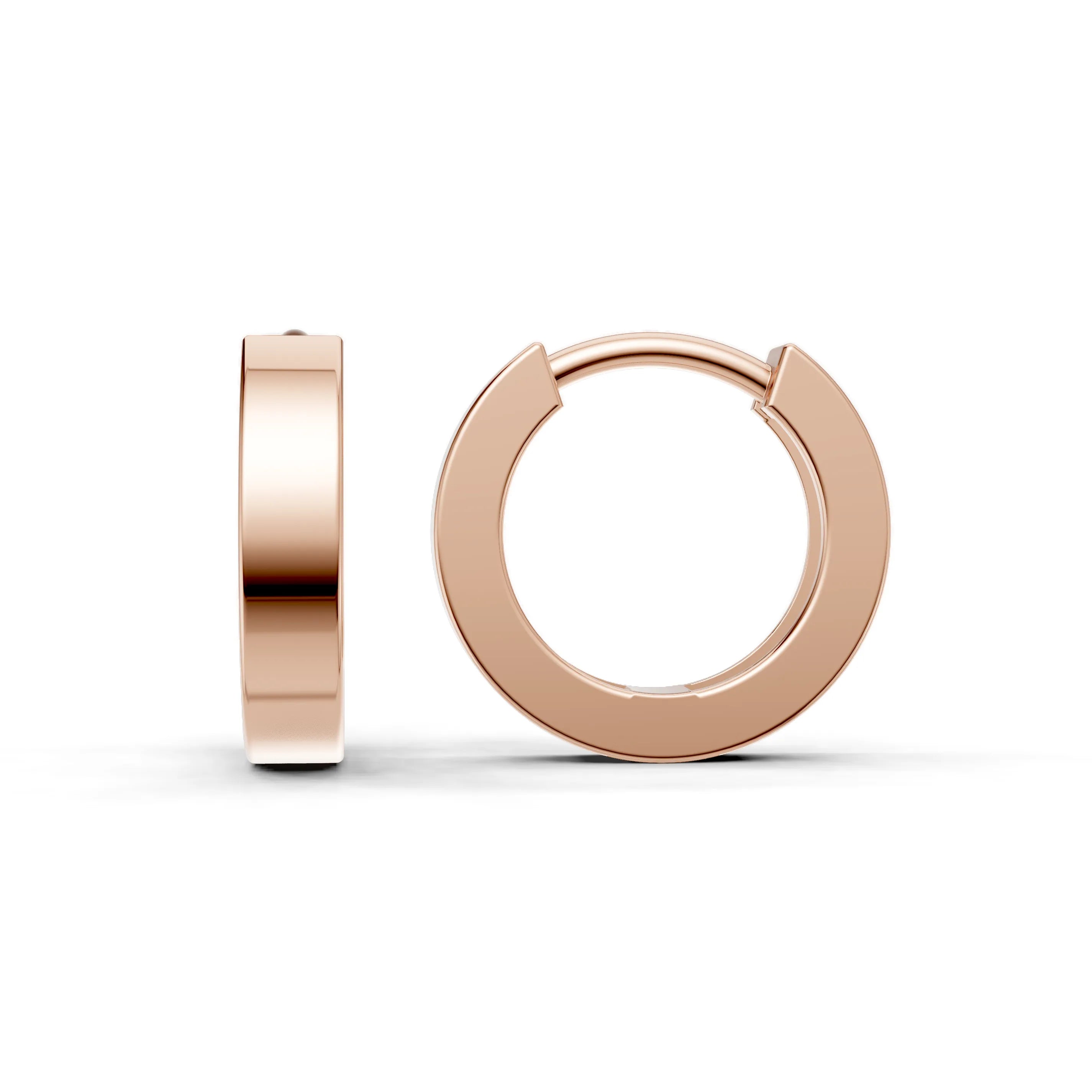 Pargold Solid Gold Plain Gold Hoop Earrings -Rose_Static_Rose