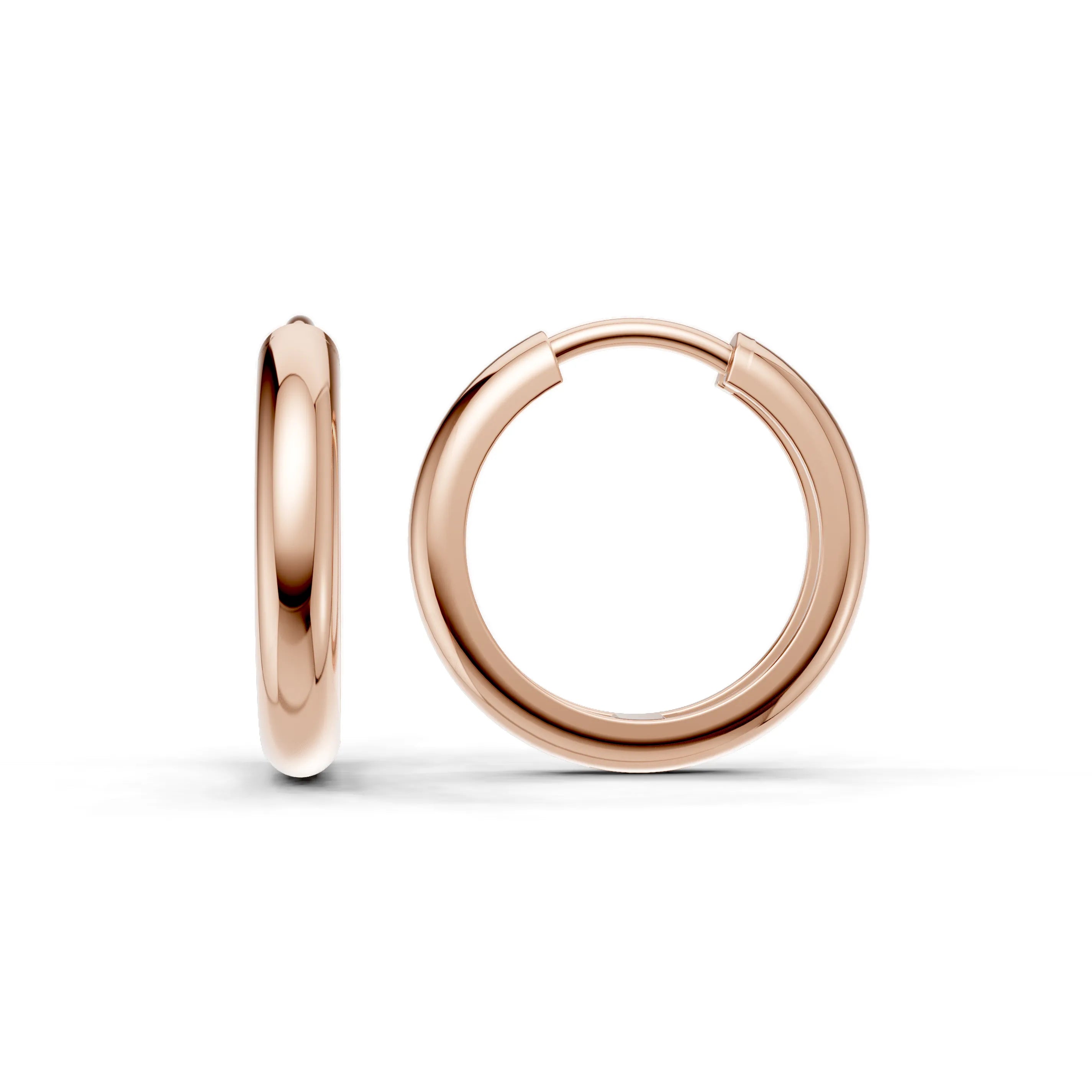 Pargold Solid Gold Classic Gold Hoop Earrings - Thin - Large Size -Rose_Static_Rose