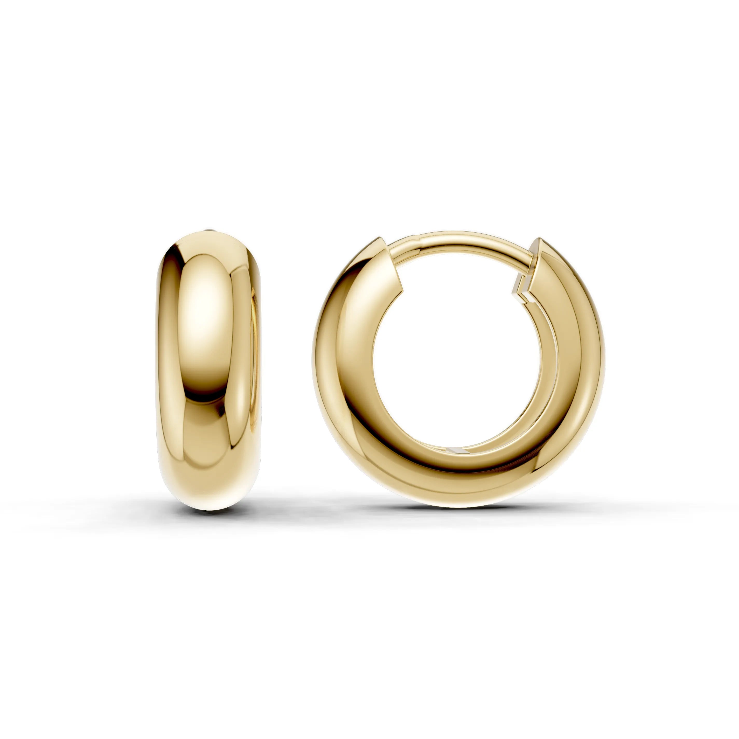 Pargold Solid Gold Classic Gold Hoop Earrings - Thick - Small Size -Gold_Static_Gold