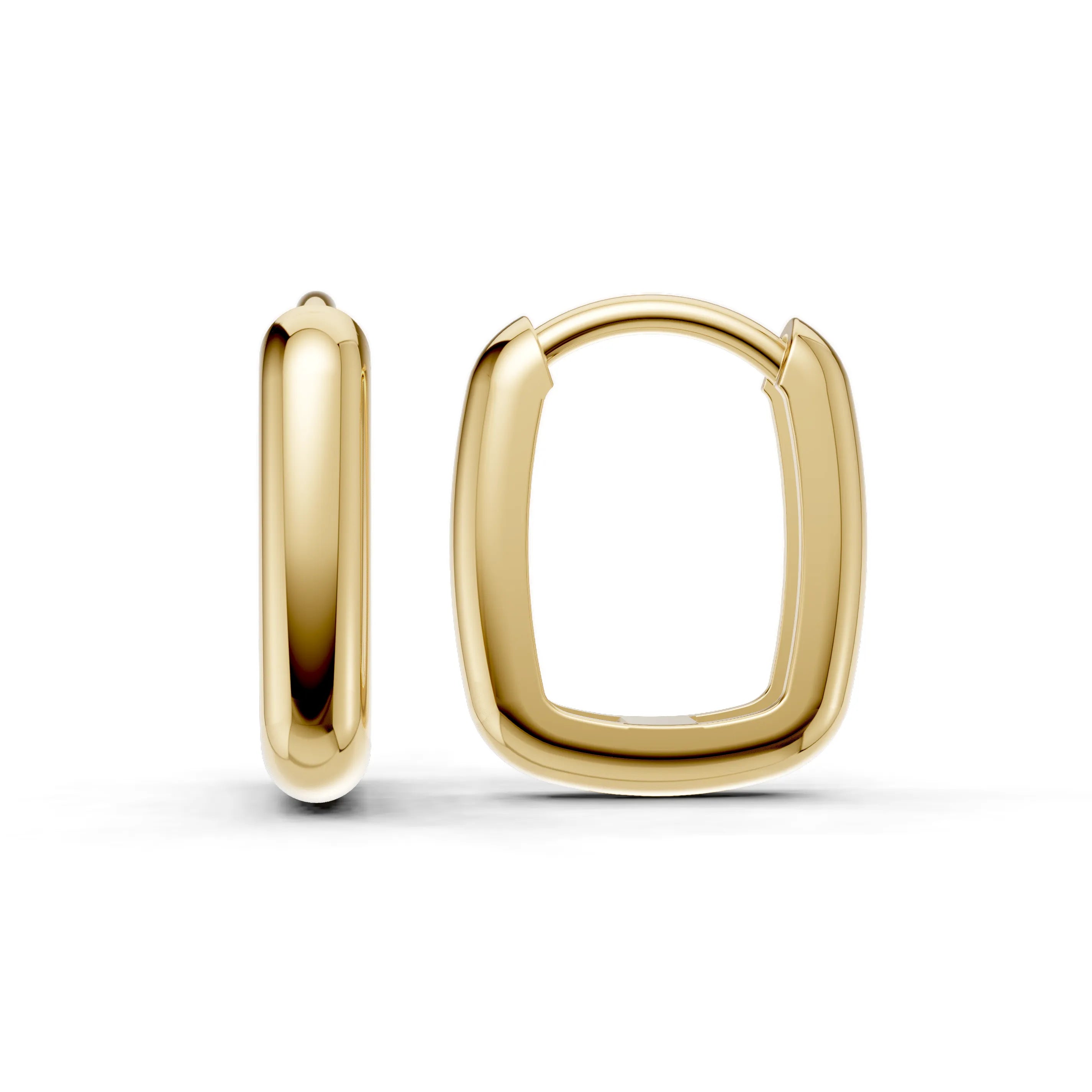 Pargold Solid Gold Elegant Oval Hoop Earrings - Small Size -Gold_Static_Gold