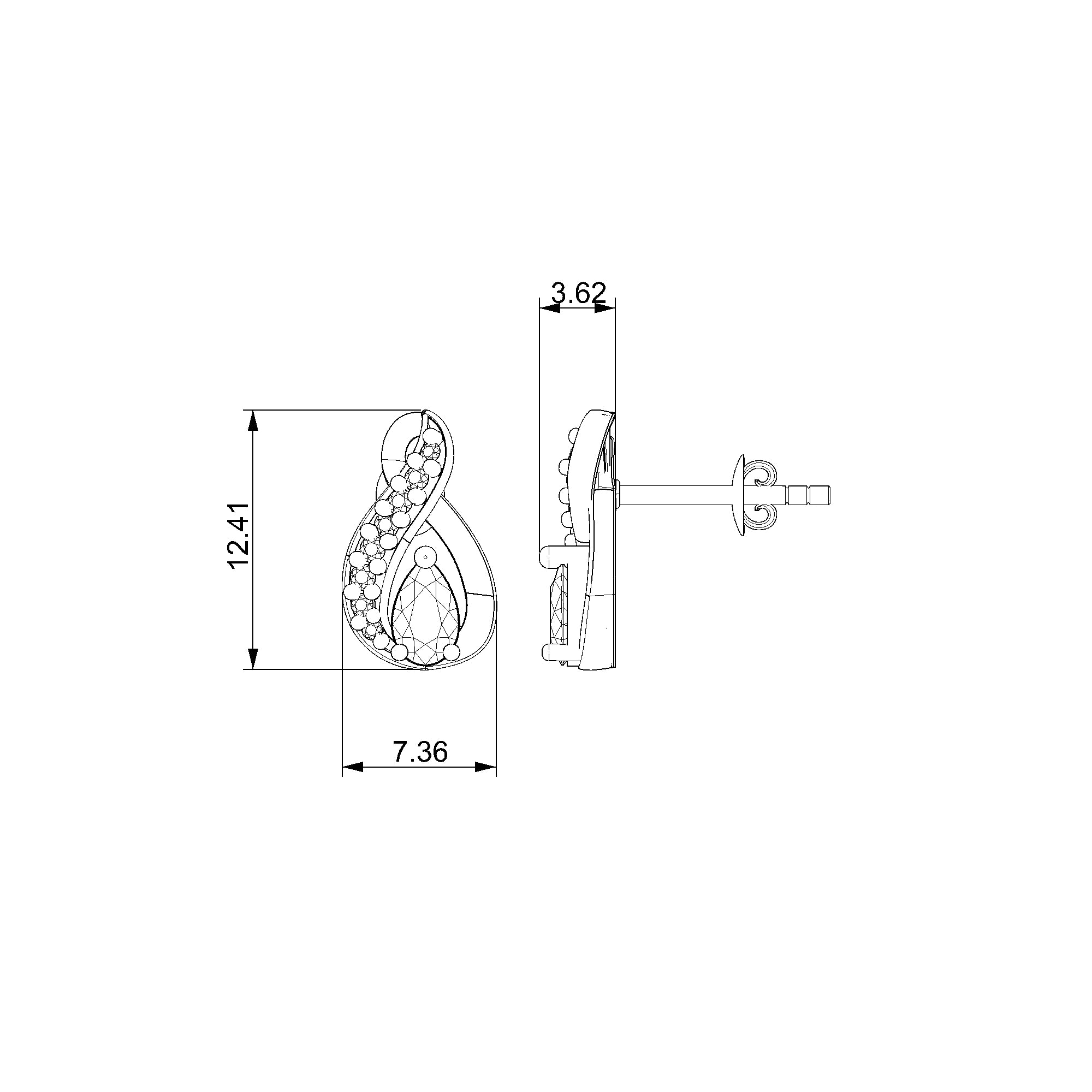 Pargold Solid Gold Elegance Swirl Stud Earrings-Static