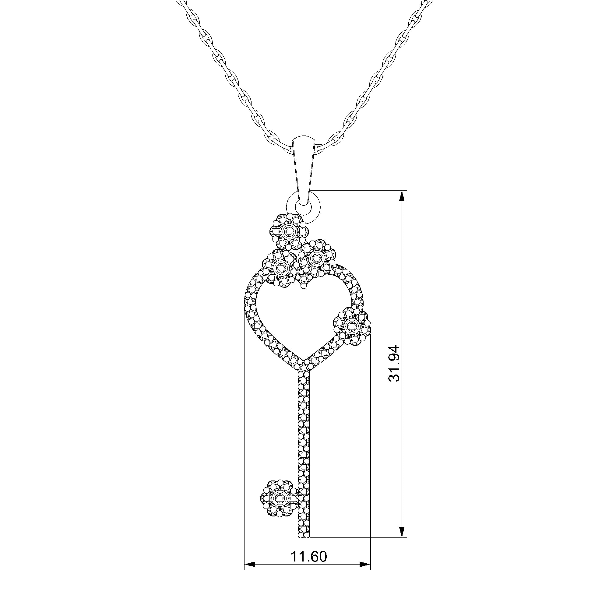 Pargold Solid Gold Elegant Heart Key Pendant: A Timeless Treasure-Static