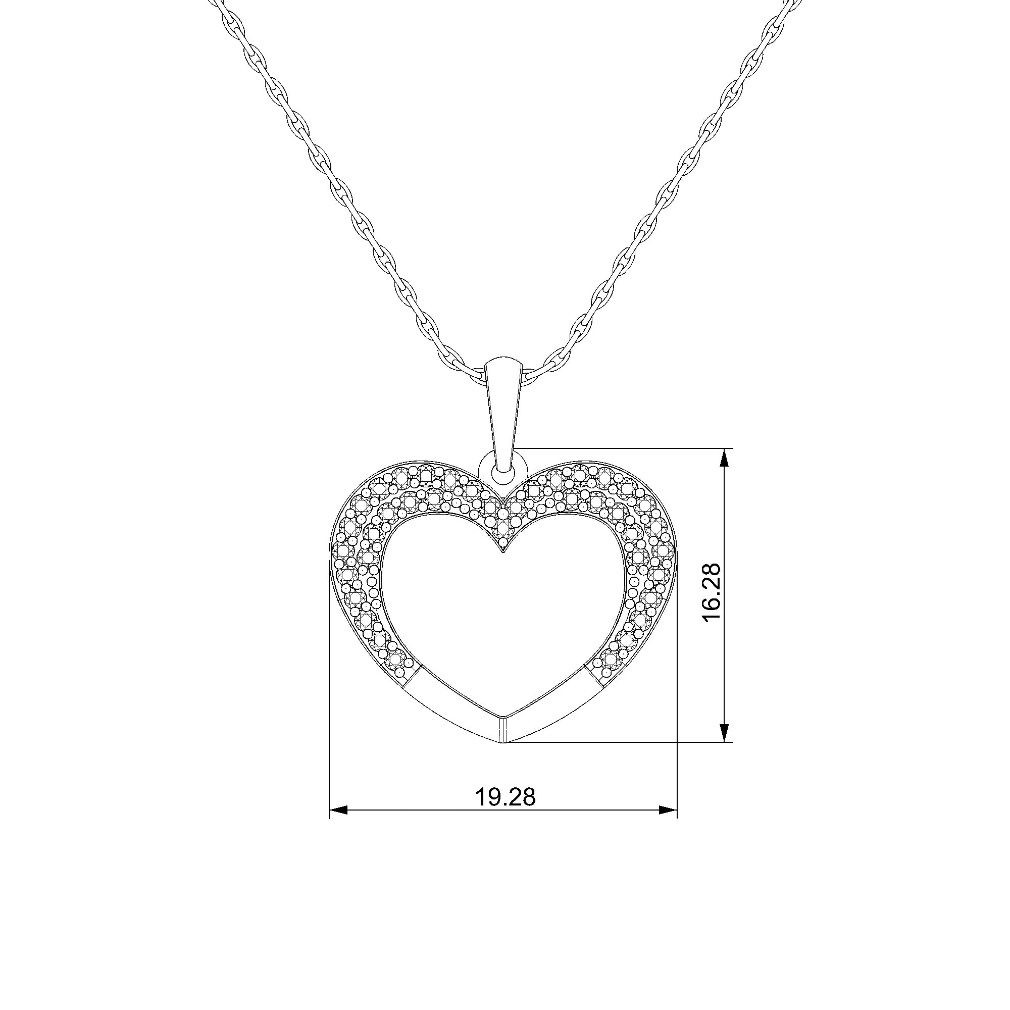 Pargold Solid Gold Celestial Gleam Heart Frame Pendant-Static