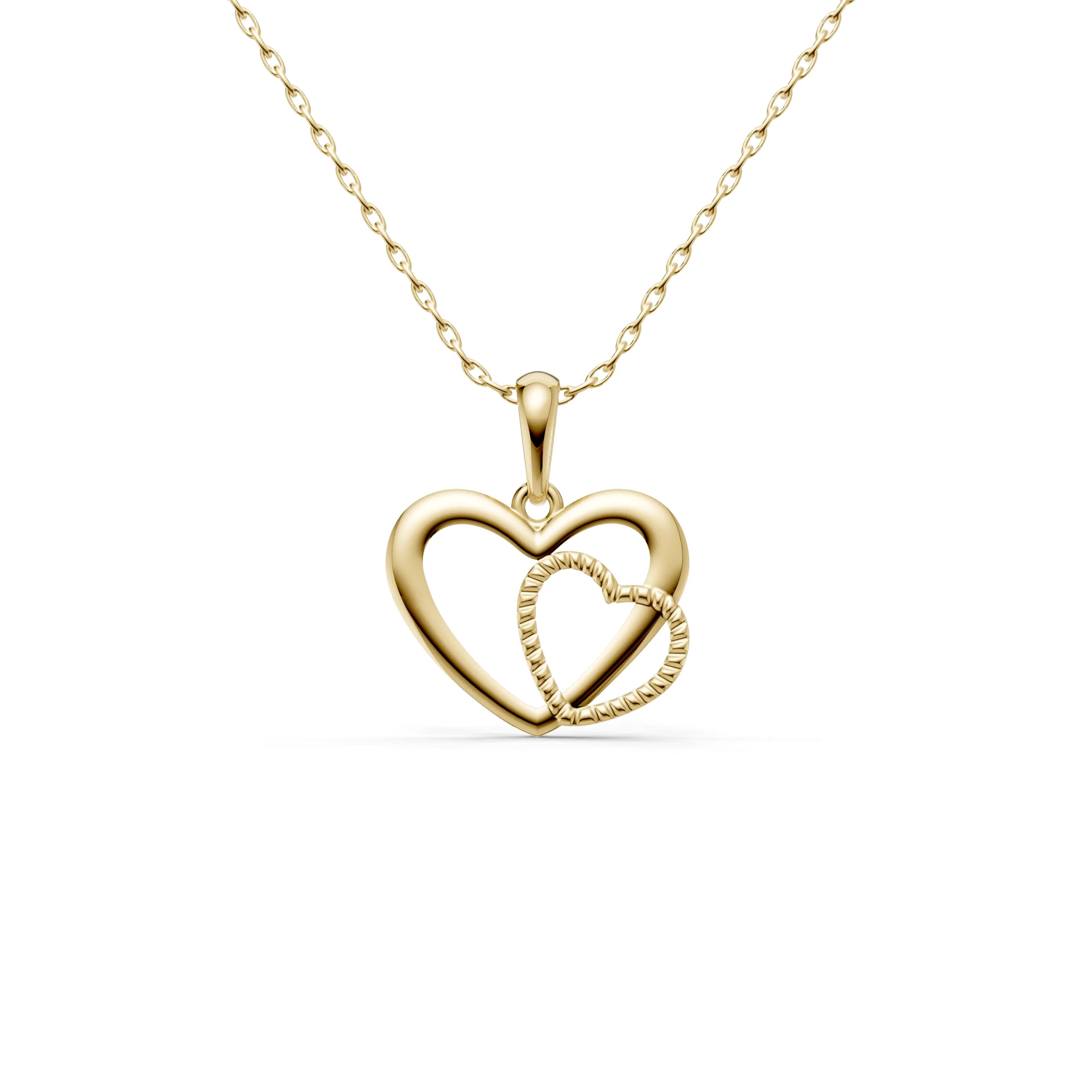 Pargold Solid Gold Elegant Interlocking Heart Pendant -Gold_Static_Gold