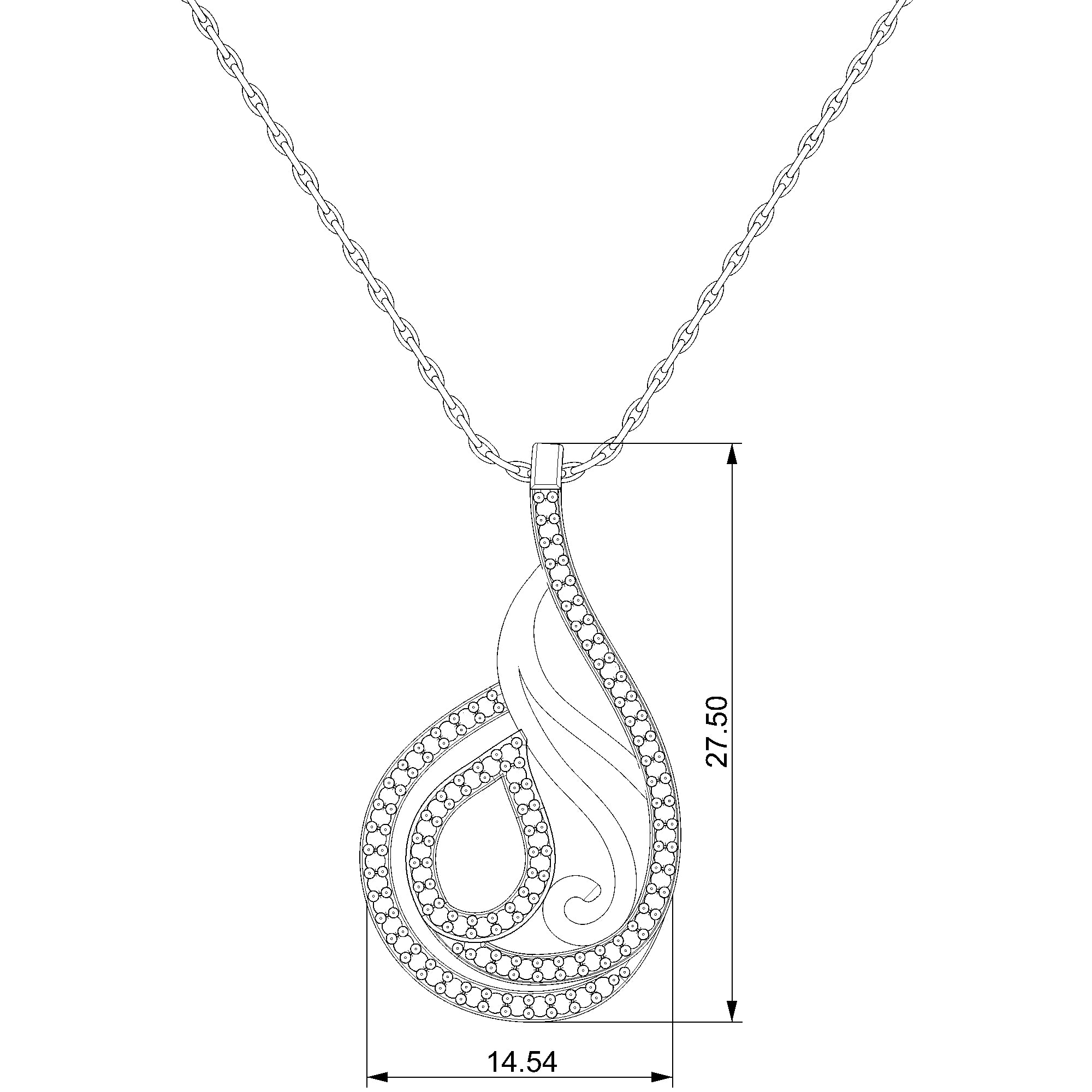 Pargold Solid Gold Elegant Whirl Pendant Necklace-Static