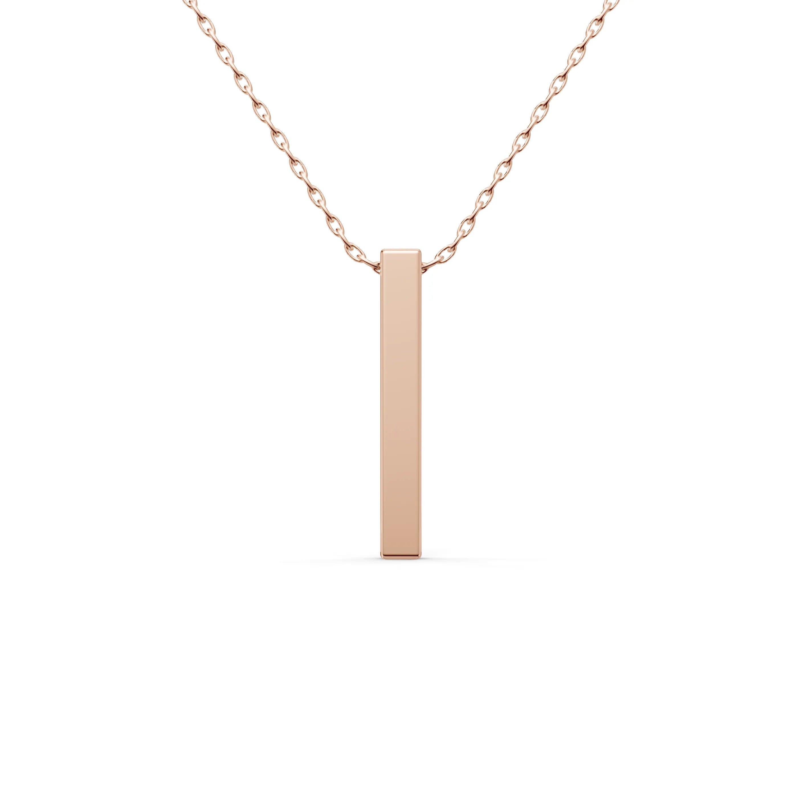 Pargold Solid Gold Timeless Elegance Vertical Bar Necklace -Rose_Static_Rose
