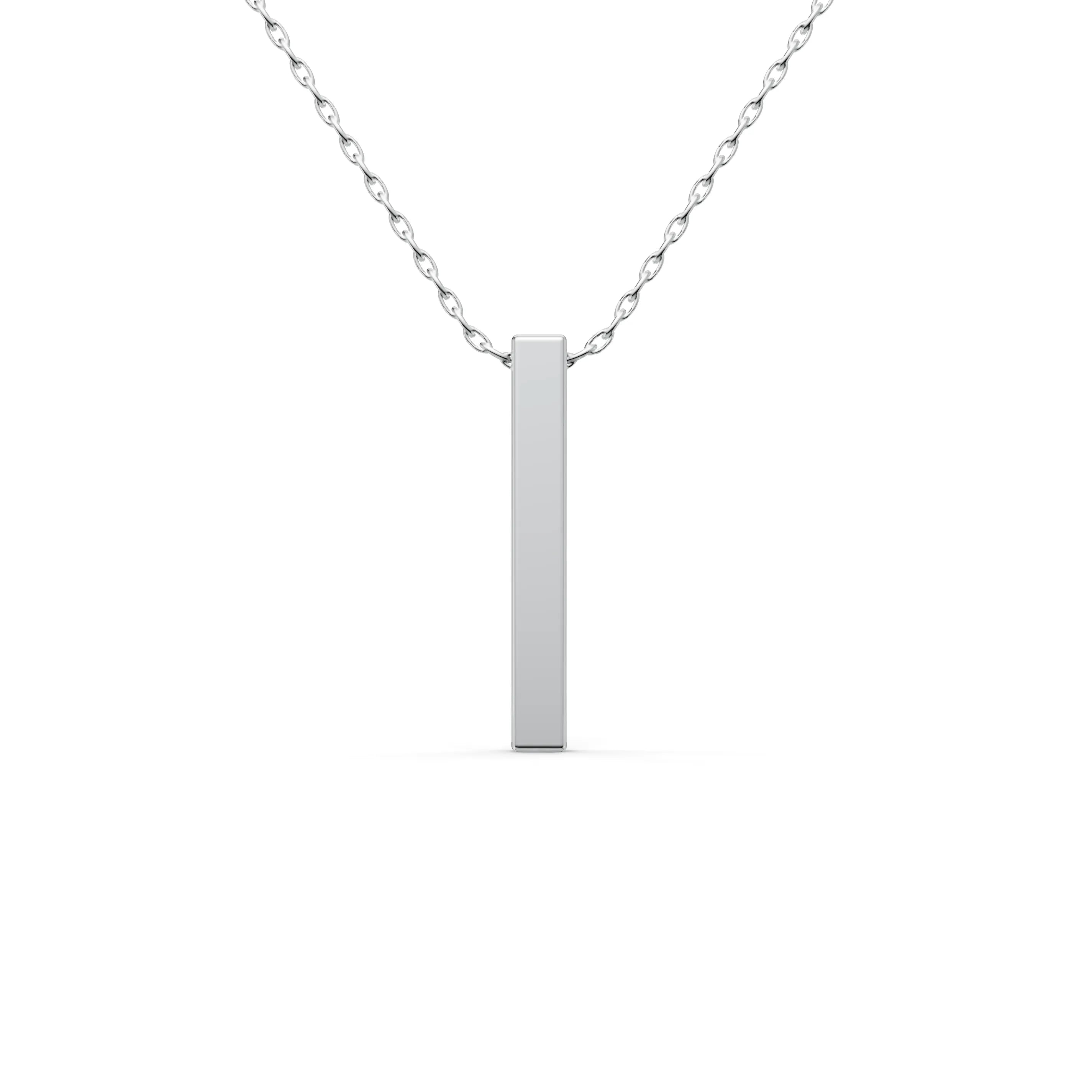 Pargold Solid Gold Timeless Elegance Vertical Bar Necklace -Silver_Static_Silver