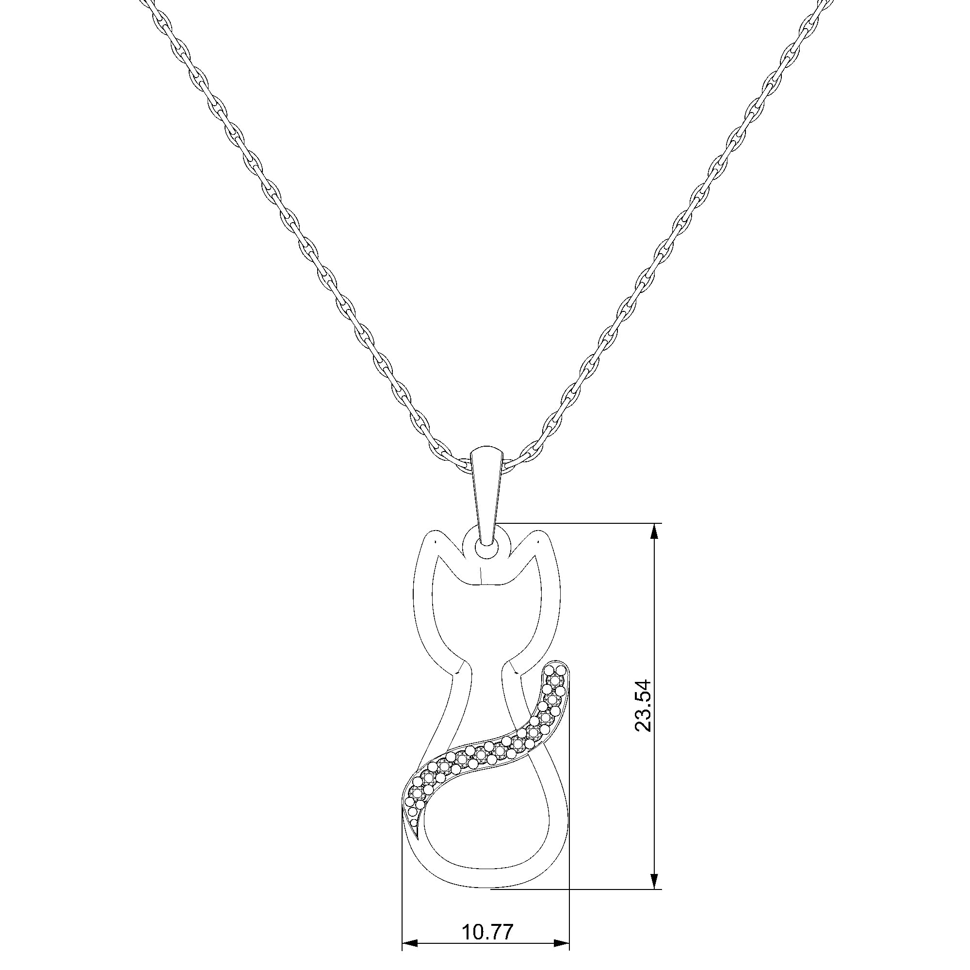 Pargold Solid Gold Silhouette Sparkle Cat Pendant-Static