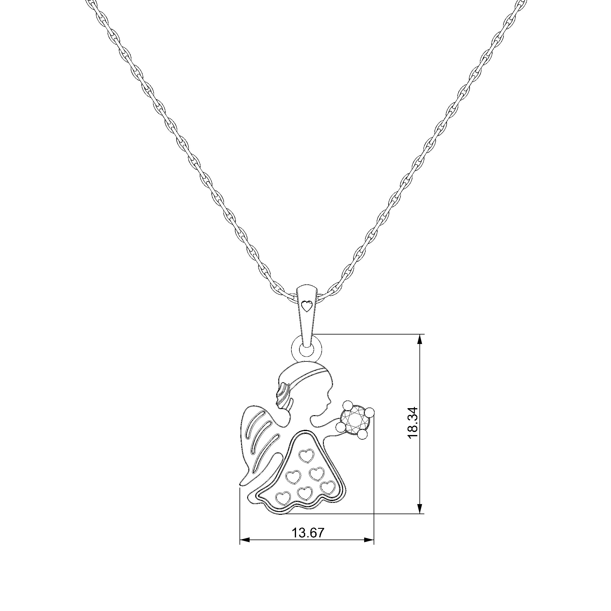 Pargold Solid Gold Angel's Heart Solitaire Pendant-Static