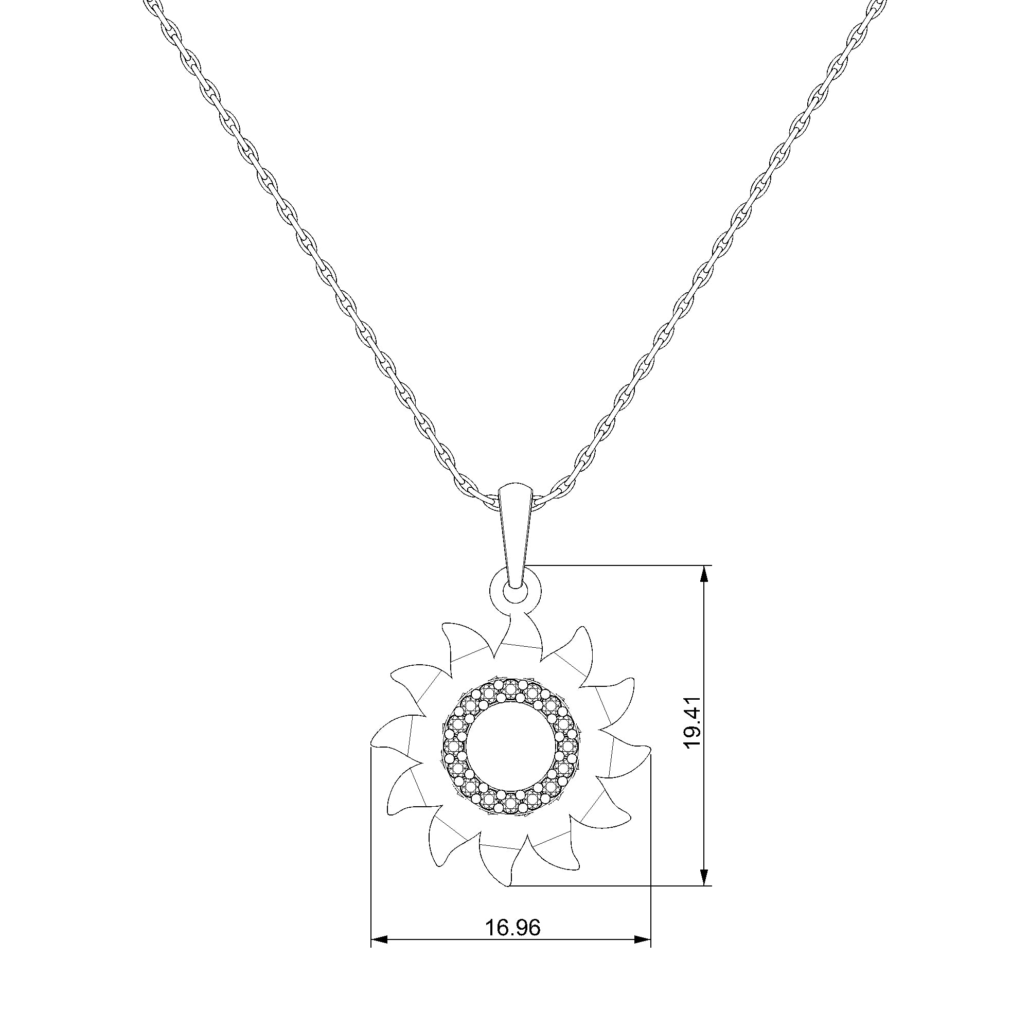 Pargold Solid Gold Sunbeam Halo Pendant-Static