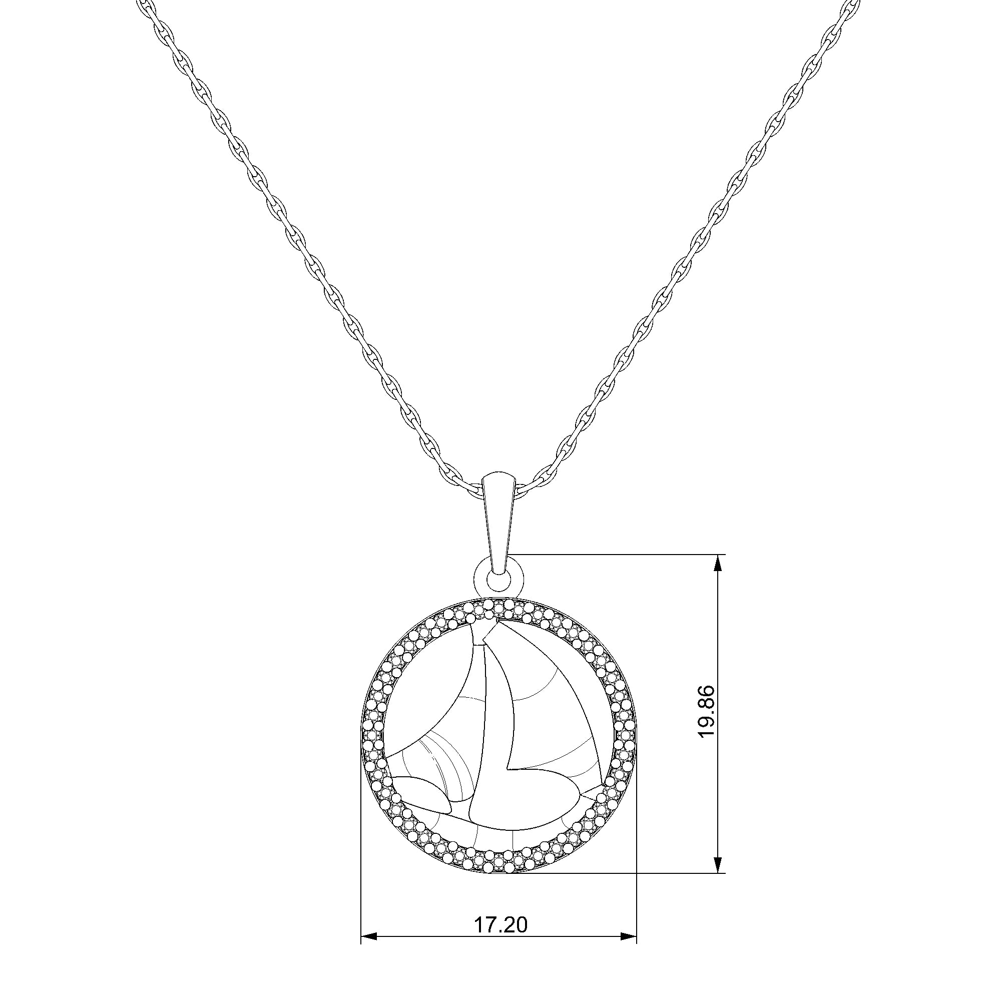 Pargold Solid Gold Golden Sails Circle Pendant-Static