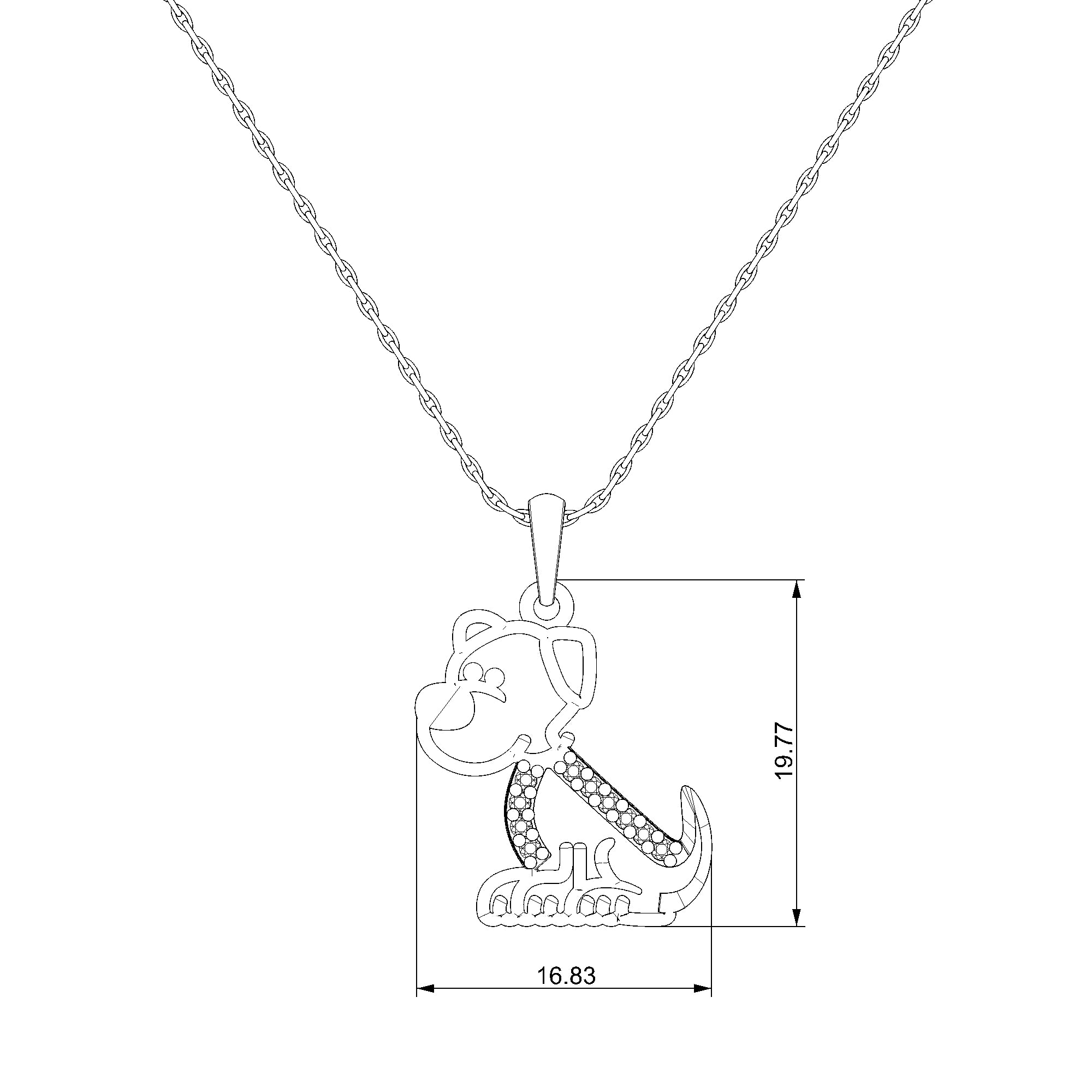 Pargold Solid Gold Canine Charm Pendant Necklace-Static