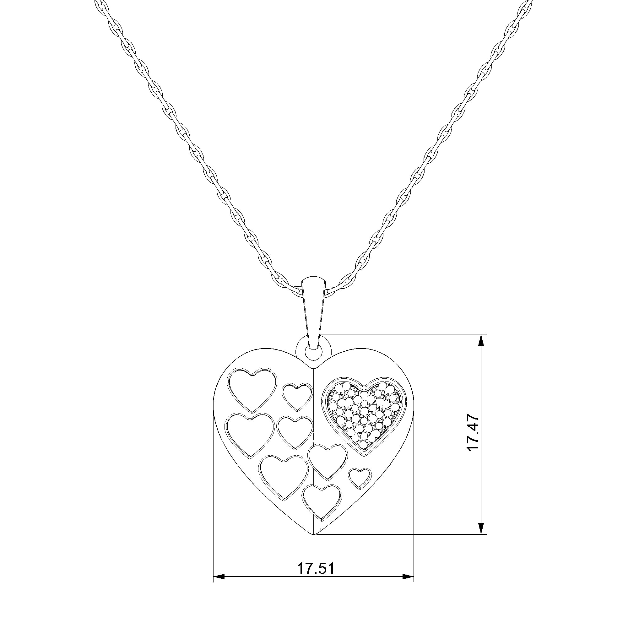 Pargold Solid Gold Mosaic Heart Pendant Necklace-Static