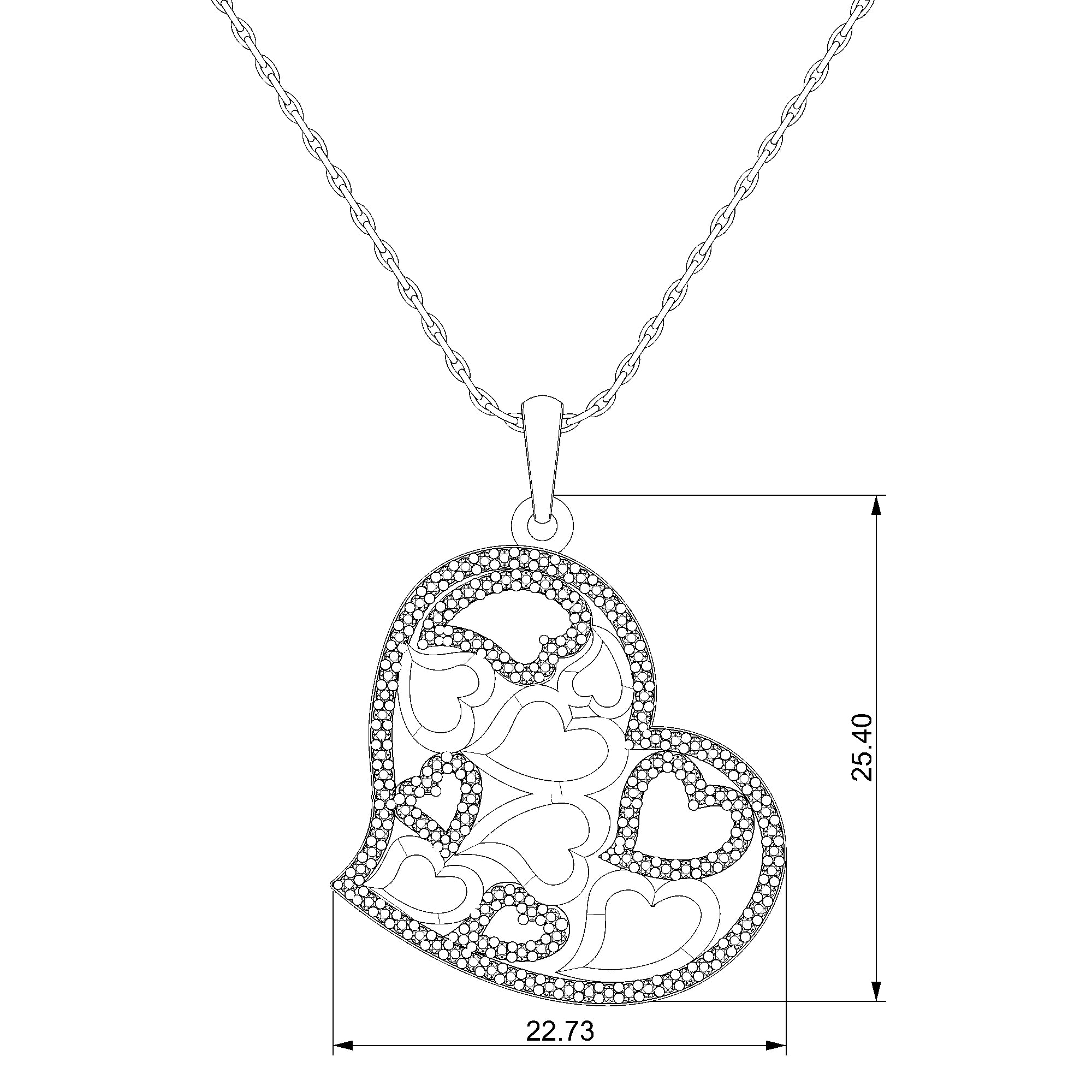 Pargold Solid Gold Cascading Love Halo Pendant Necklace-Static