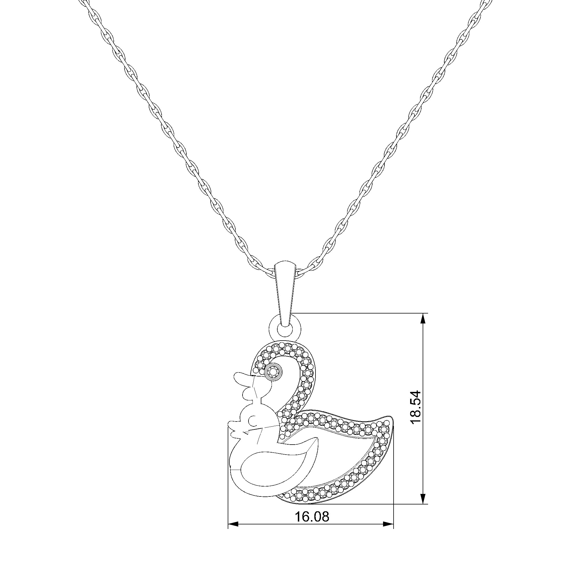 Pargold Solid Gold Charming Radiant Duck Pendant-Static