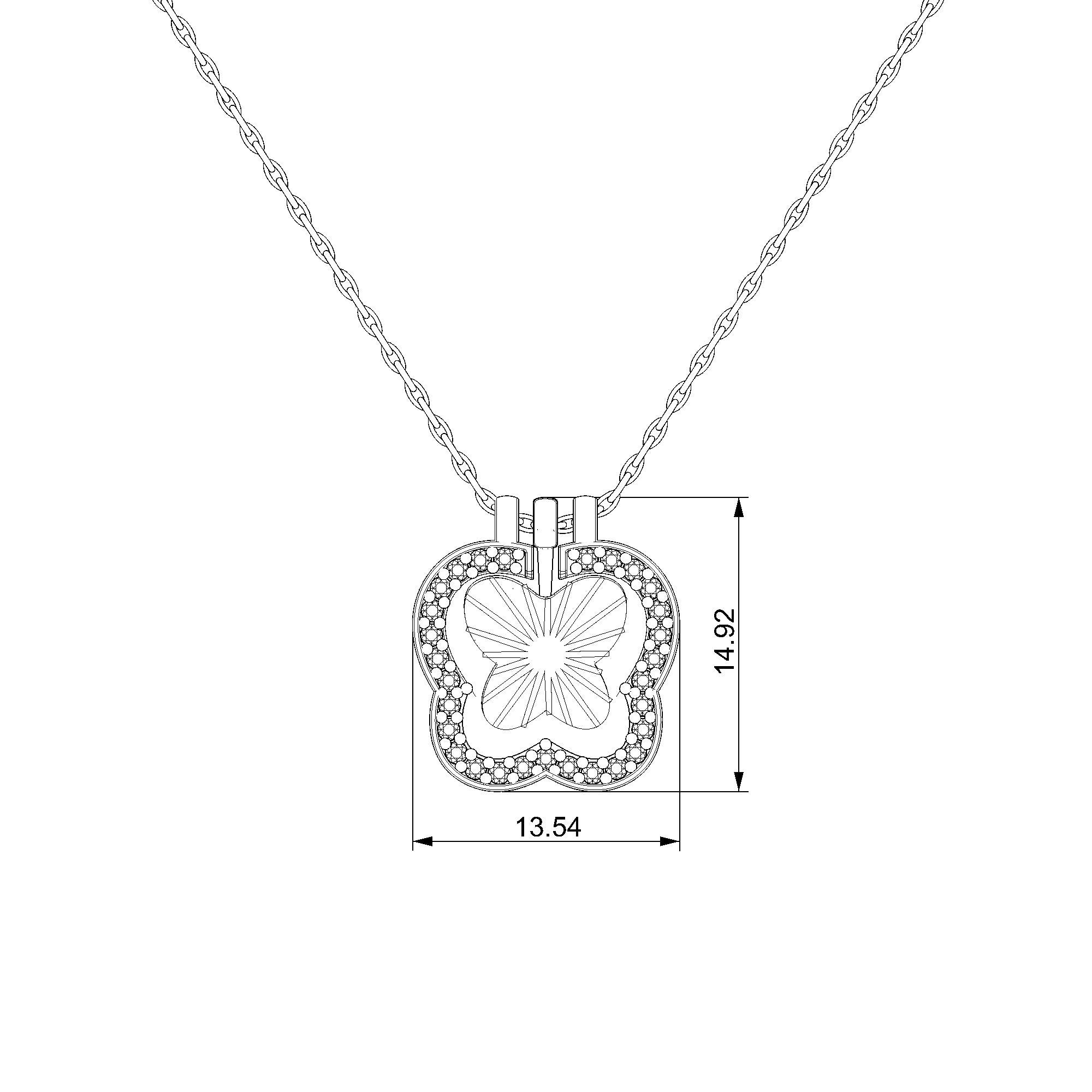 Pargold Solid Gold Elegant Butterfly Embrace Necklace-Static