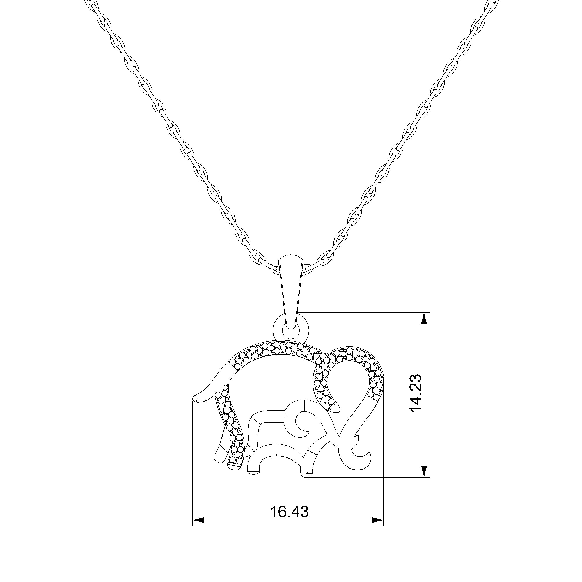 Pargold Solid Gold Elegantly Symbolic Elephant Pendant-Static