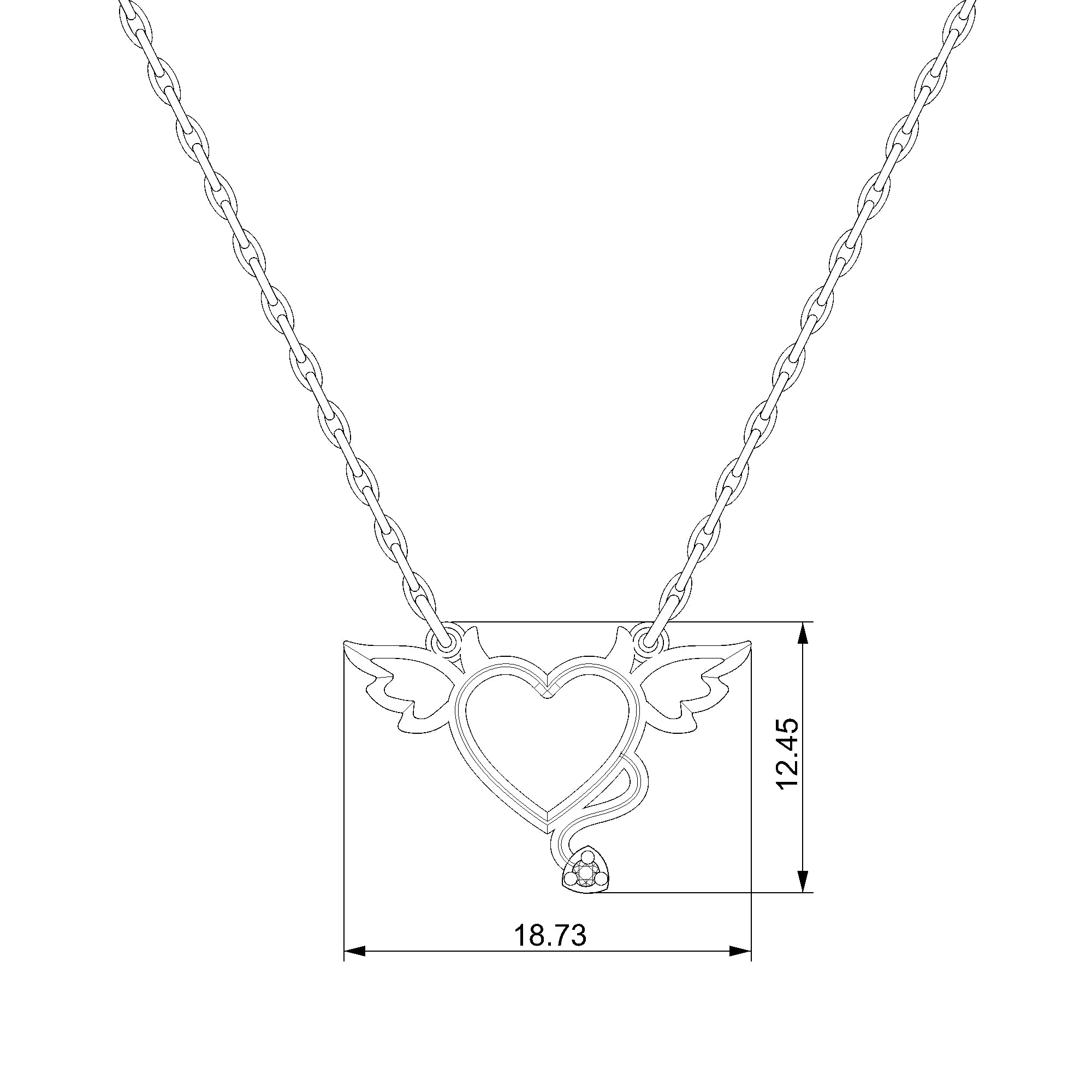 Pargold Solid Gold Whimsical Heart with Radiant Stone Necklace-Static