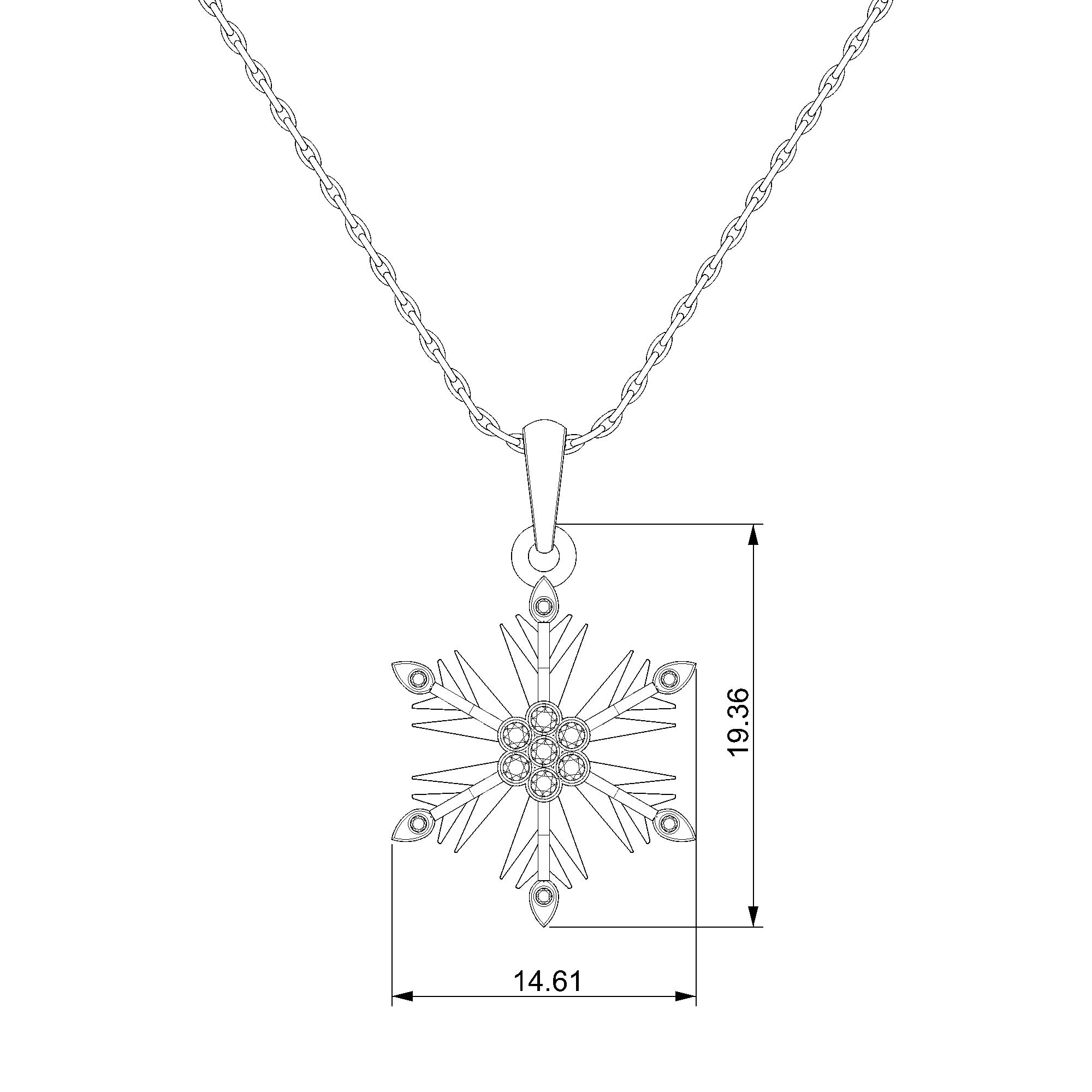 Pargold Solid Gold Radiant Snowflake Pendant: A Touch of Winter Elegance-Static