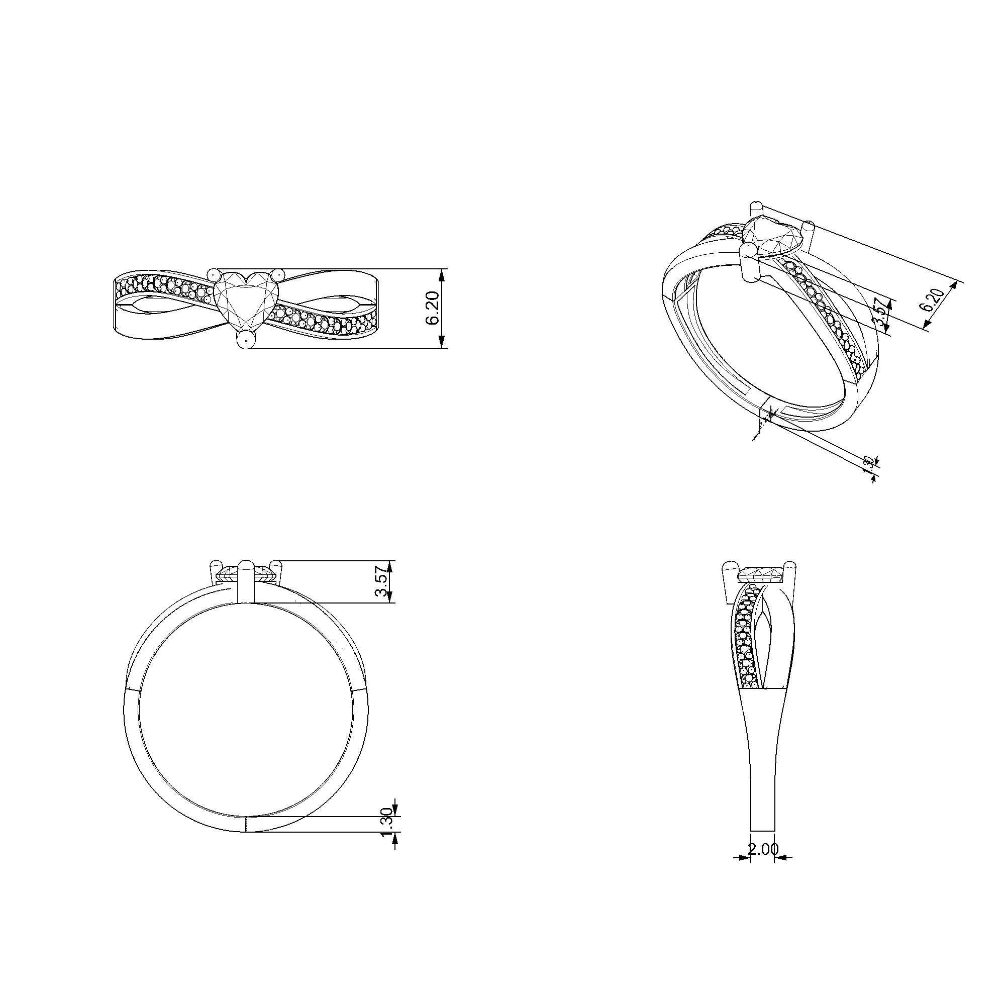 Pargold Solid Gold Enchanted Heart Radiance Ring-Static