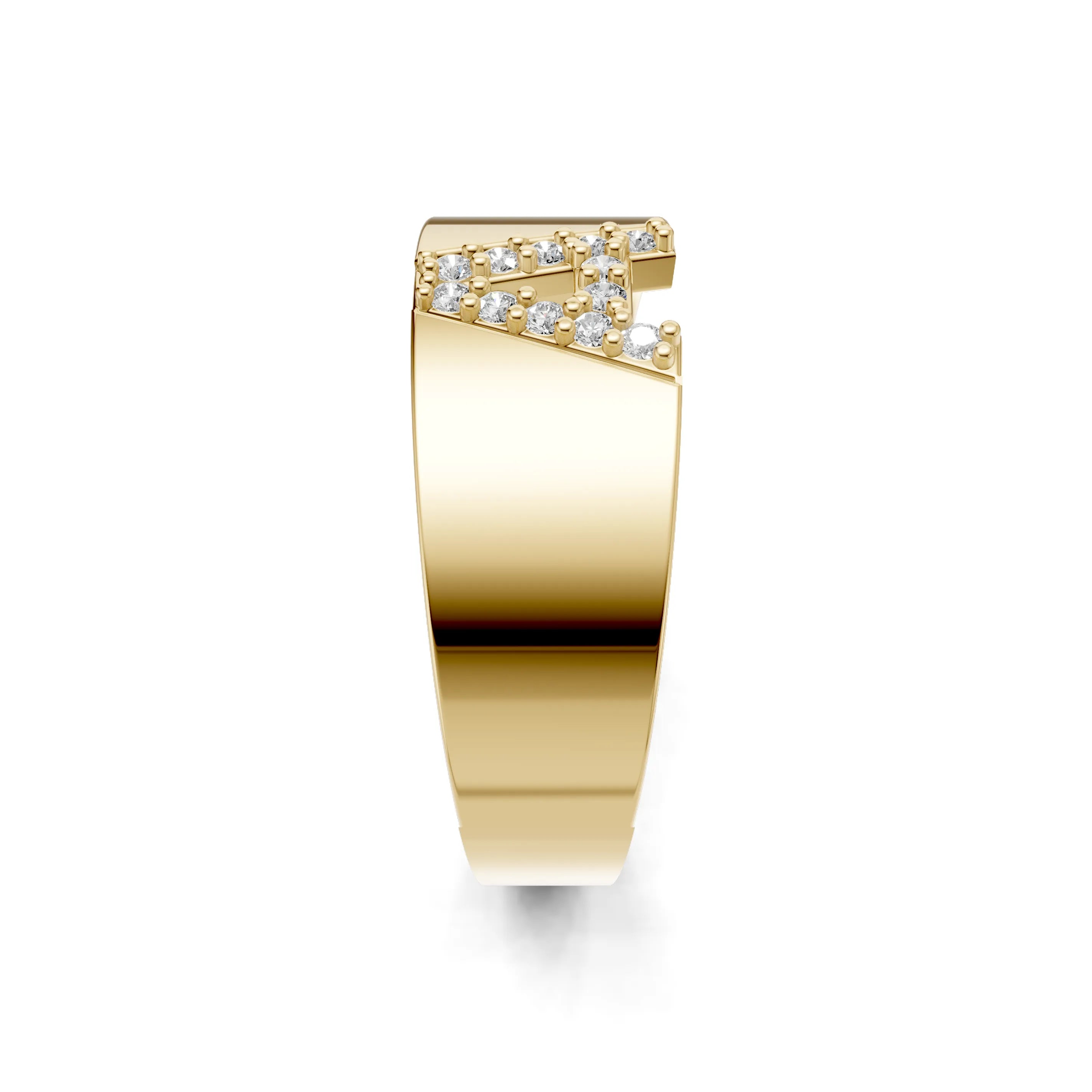 Pargold Solid Gold Artistic "A" Initial Gold Signet Ring -Gold_Diamond_Static_Gold