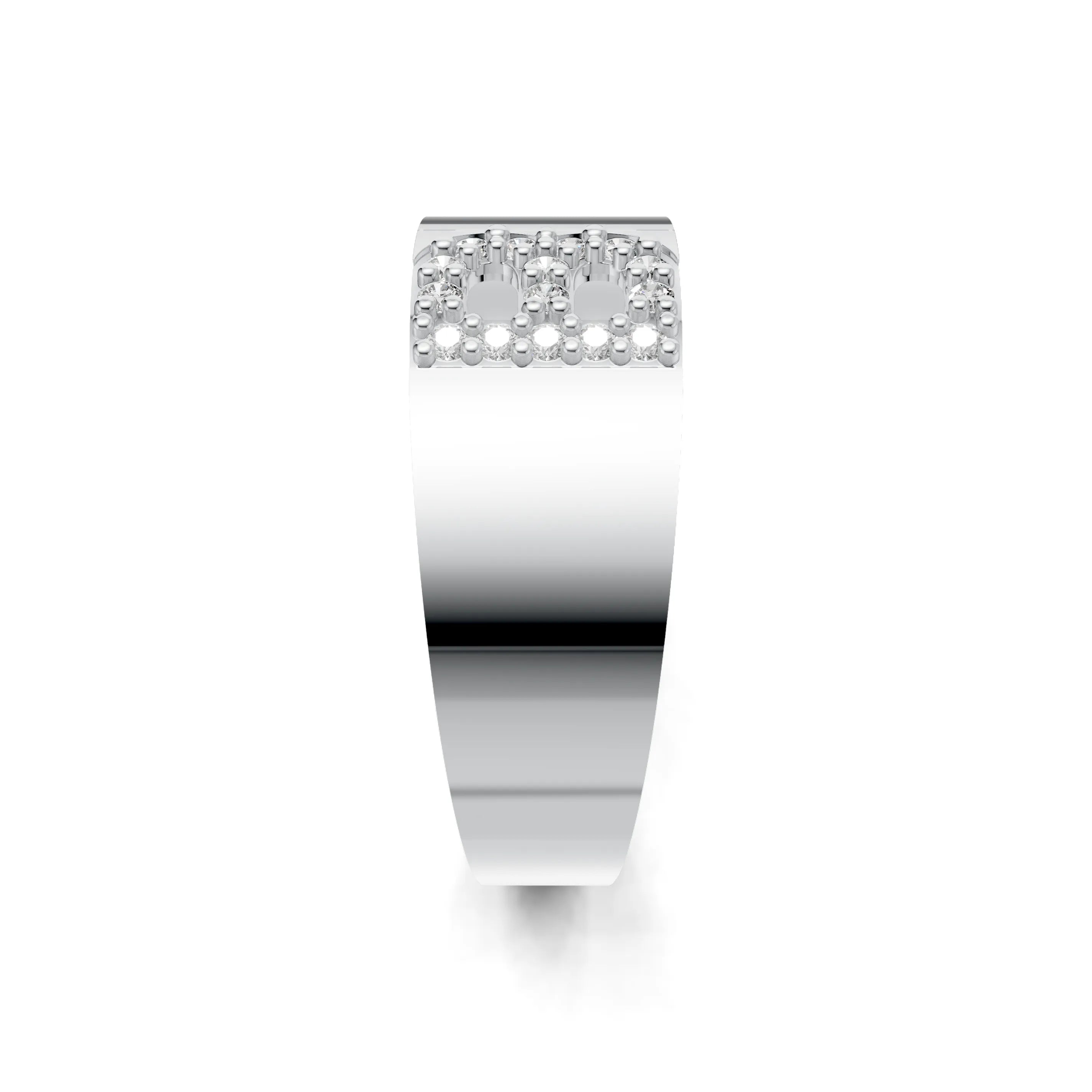 Pargold Solid Gold Bedazzled Initial "B" Gold Signet Ring -Silver_Diamond_Static_Silver