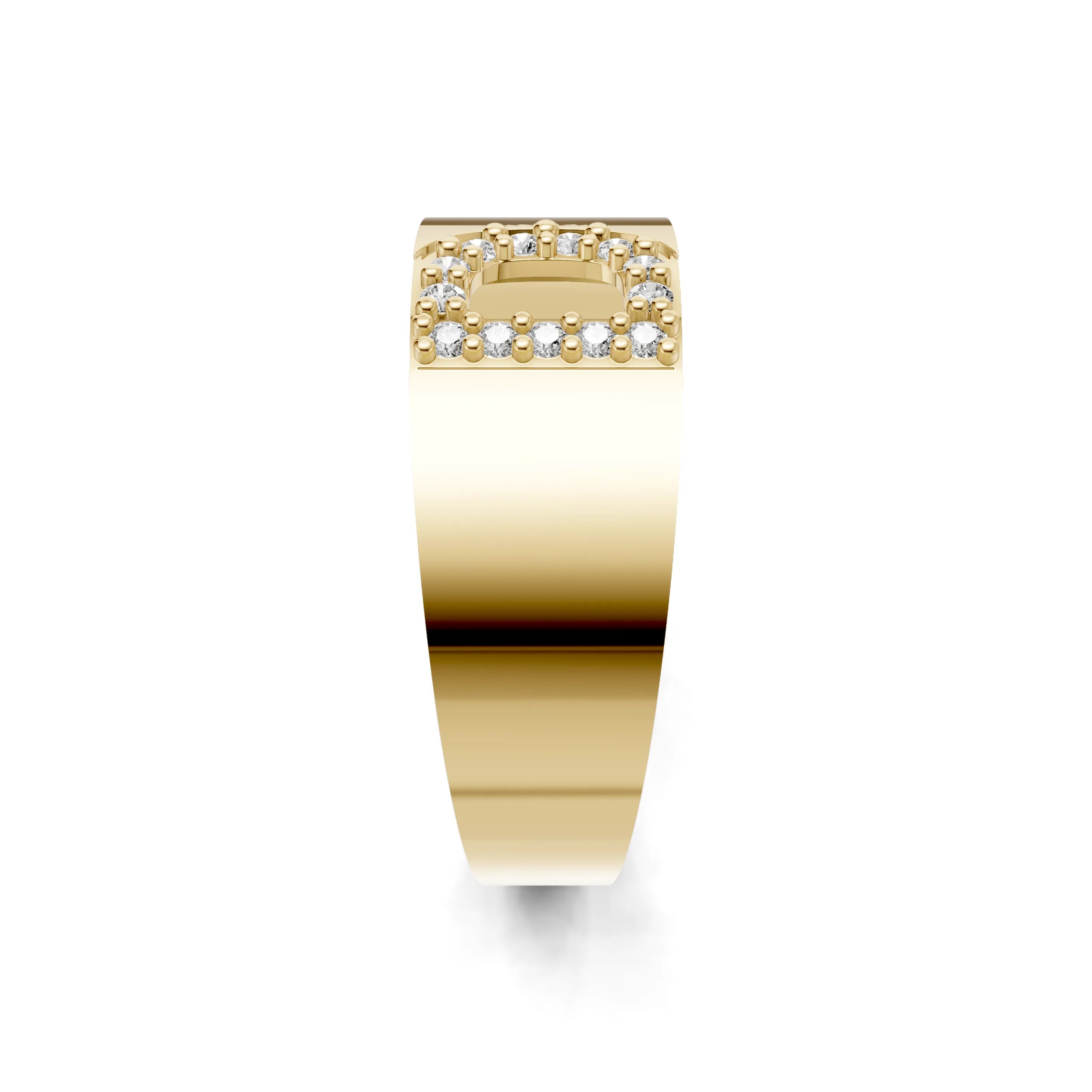 Pargold Solid Gold Dainty Initial "D" Gold Signet Ring -Gold_Diamond_Static_Gold