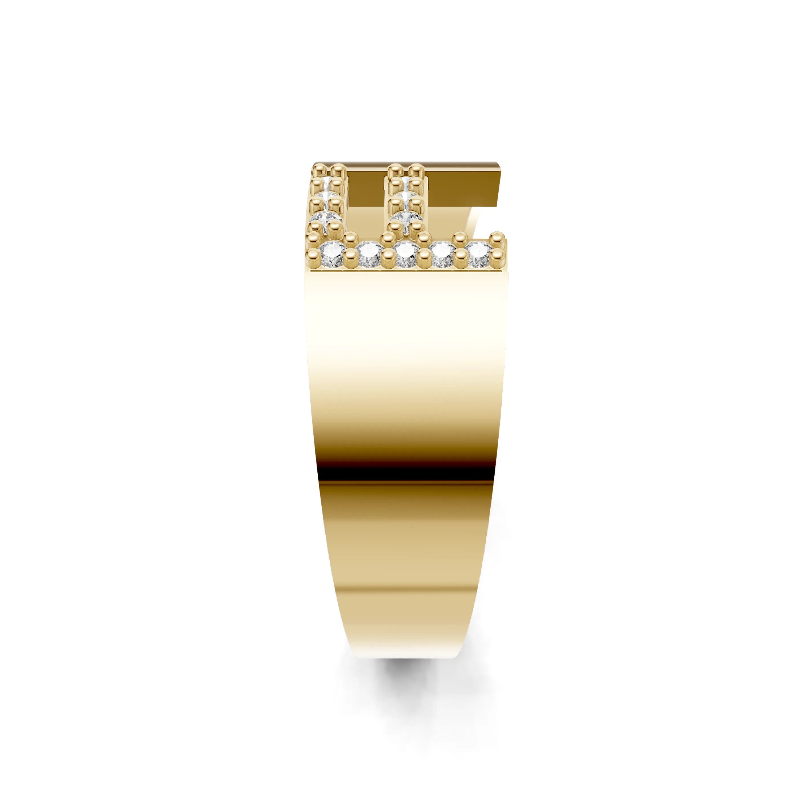 Pargold Solid Gold Fabulous Initial "F" Gold Signet Ring -Gold_Diamond_Static_Gold