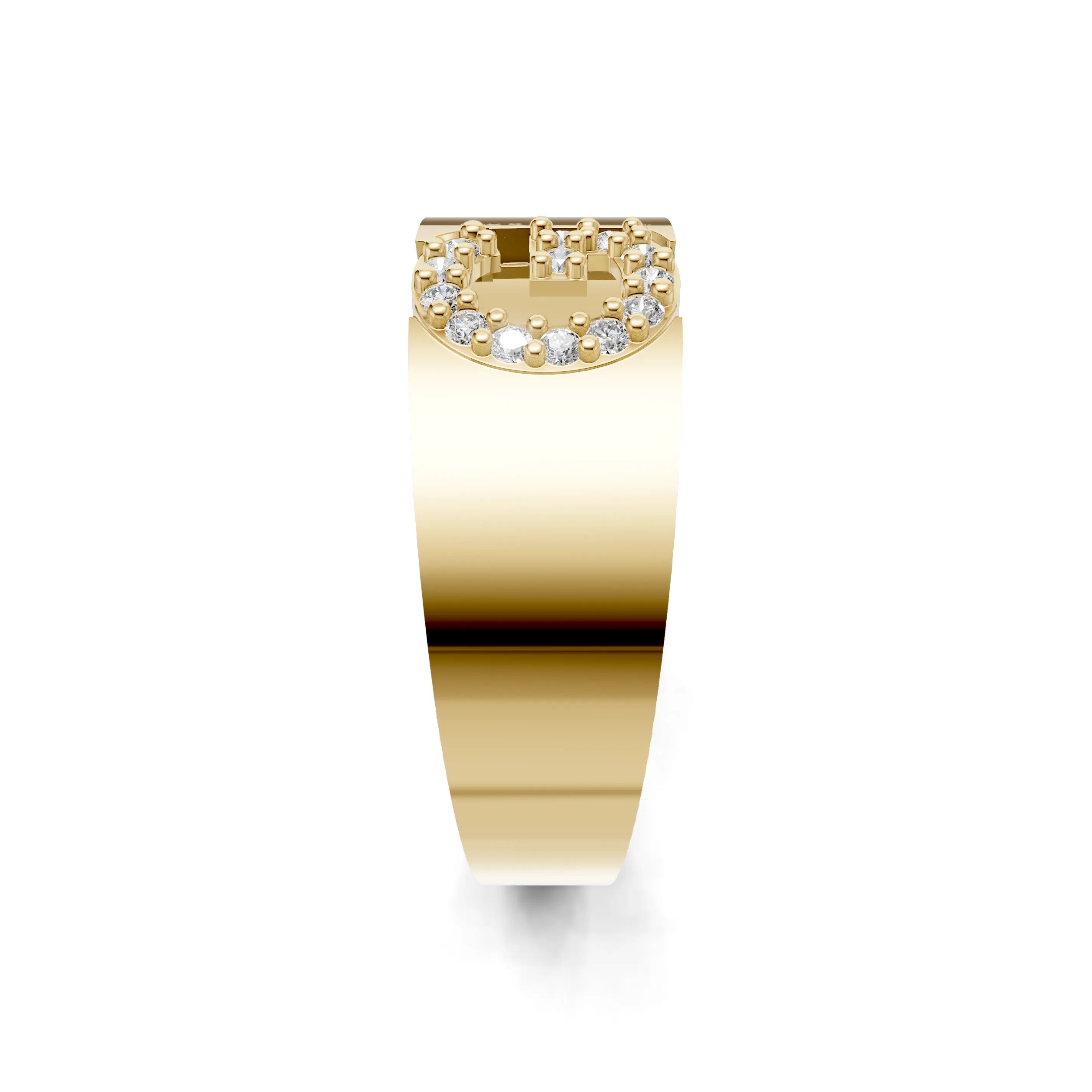 Pargold Solid Gold Glamorous Initial "G" Gold Signet Ring -Gold_Diamond_Static_Gold