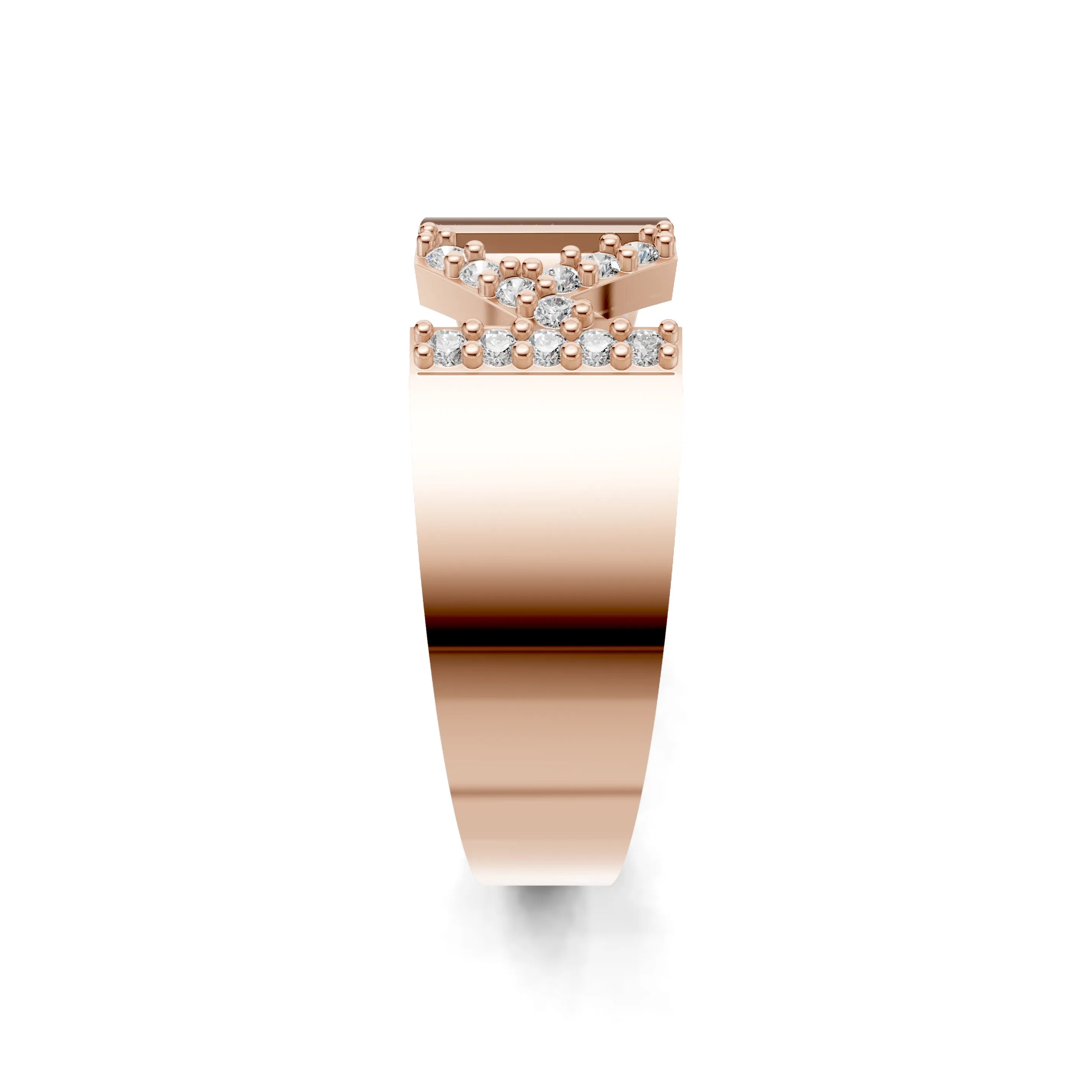 Pargold Solid Gold Refined Initial "K" Gold Signet Ring -Rose_Diamond_Static_Rose
