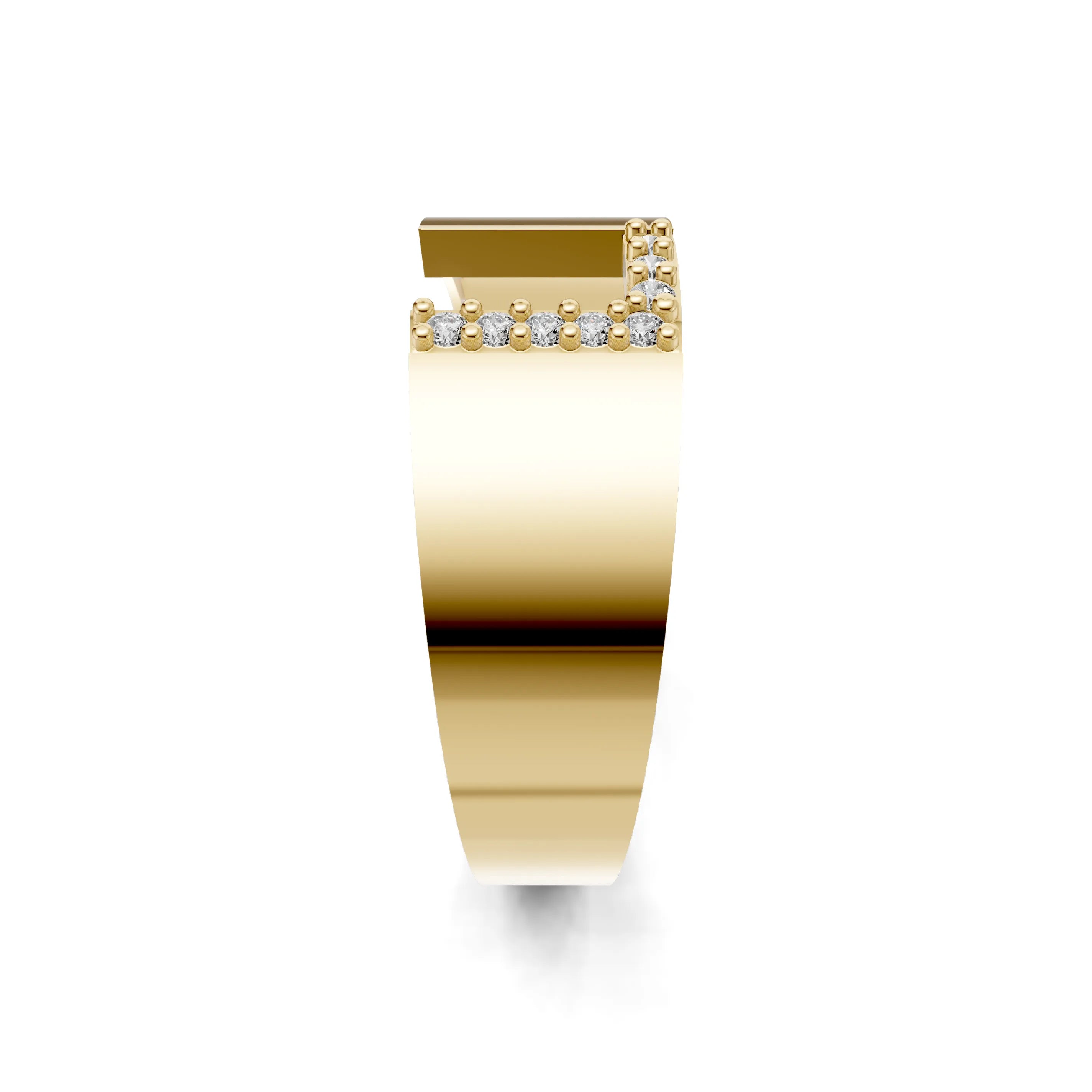 Pargold Solid Gold Luxurious Initial "L" Gold Signet Ring -Gold_Diamond_Static_Gold