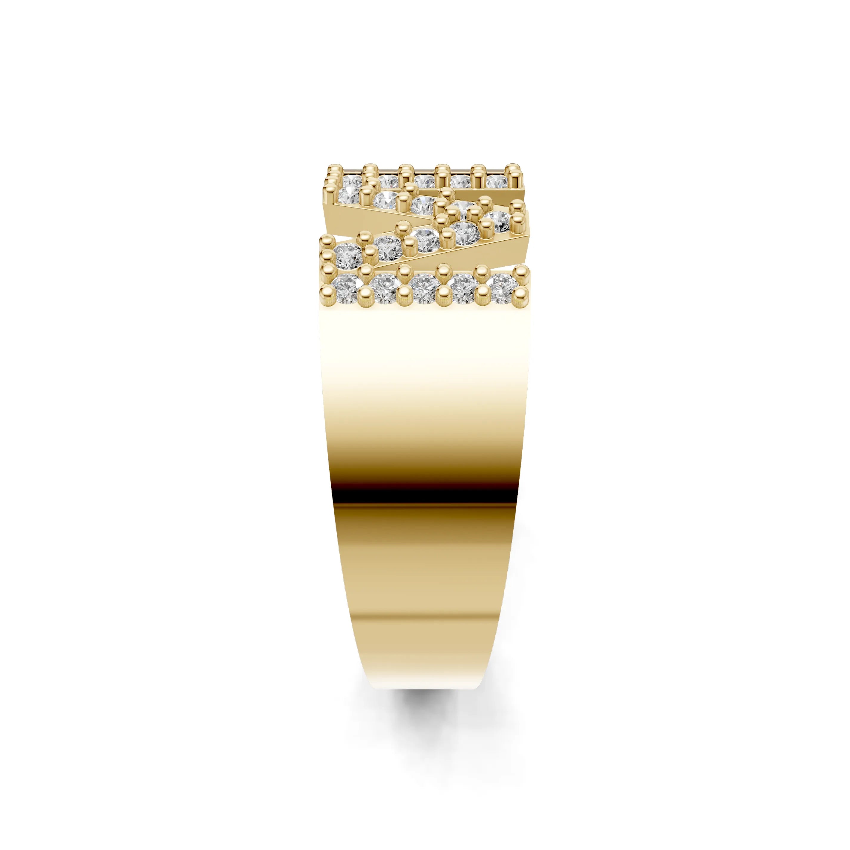 Pargold Solid Gold Magnificent Initial "M" Gold Signet Ring -Gold_Diamond_Static_Gold