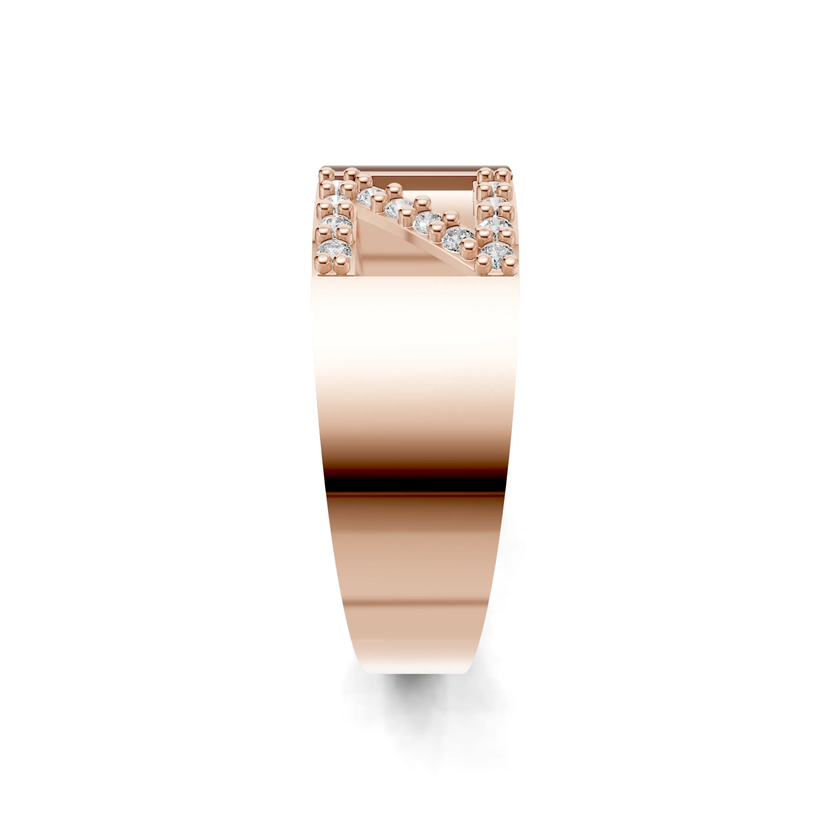 Pargold Solid Gold Zephyr Initial "Z" Gold Signet Ring -Rose_Diamond_Static_Rose