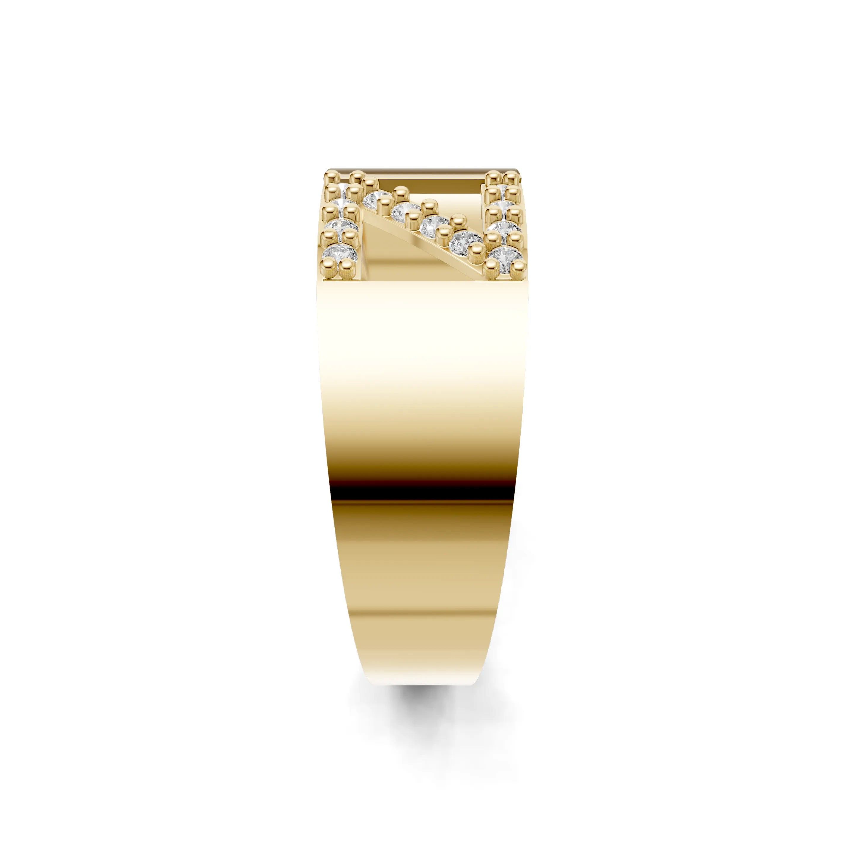 Pargold Solid Gold Zephyr Initial "Z" Gold Signet Ring -Gold_Diamond_Static_Gold