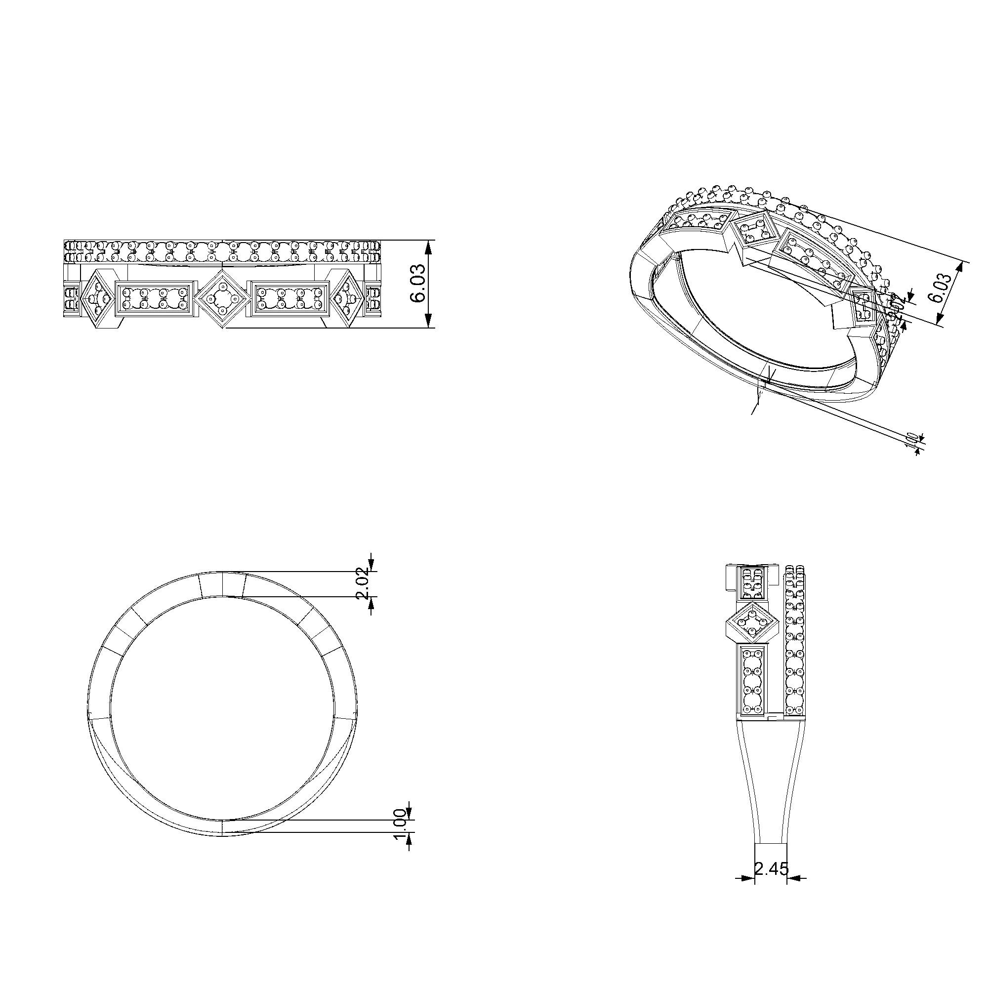 Pargold Solid Gold Geometric Brilliance Band Ring-Static