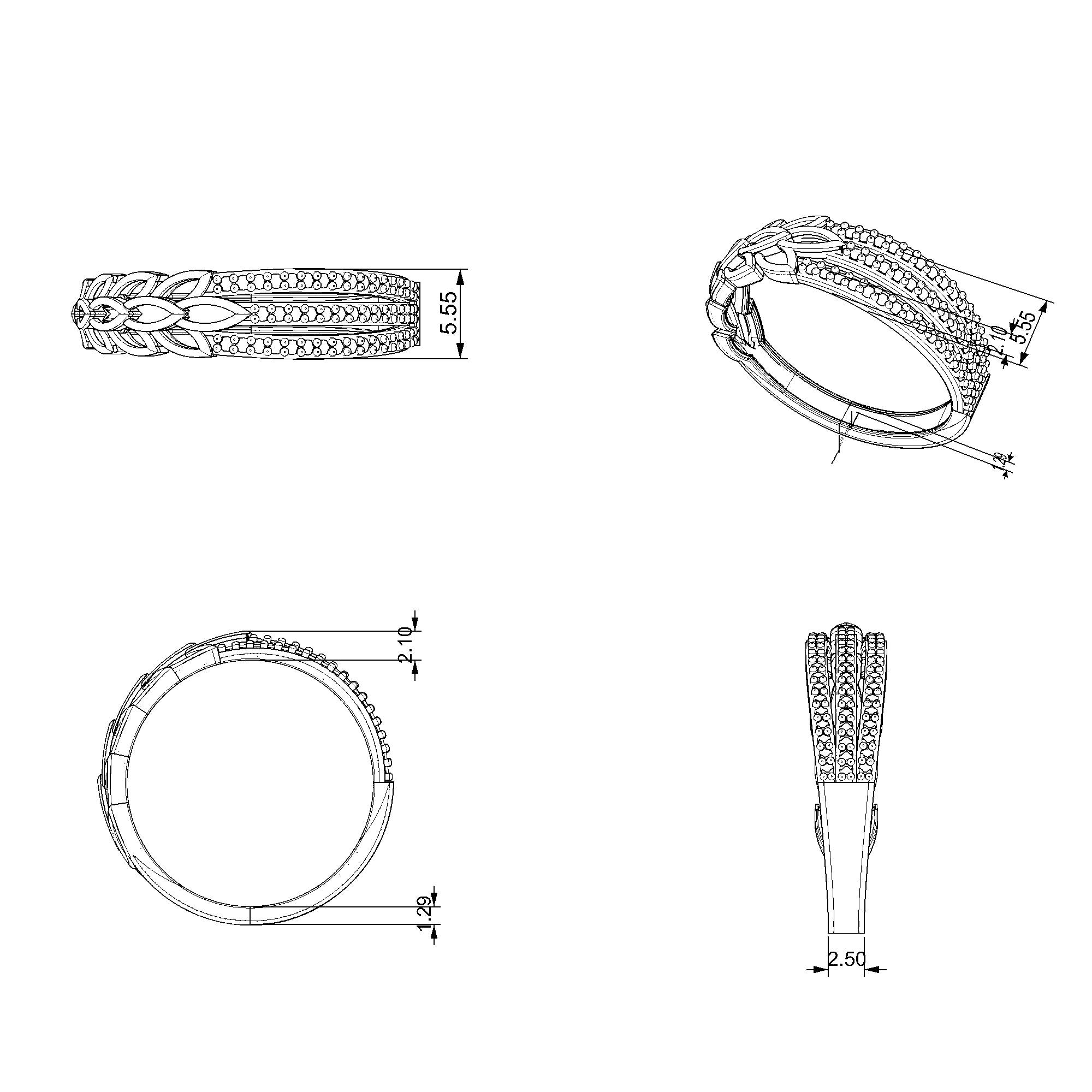 Pargold Solid Gold Celtic Knots Pave Elegance Ring-Static