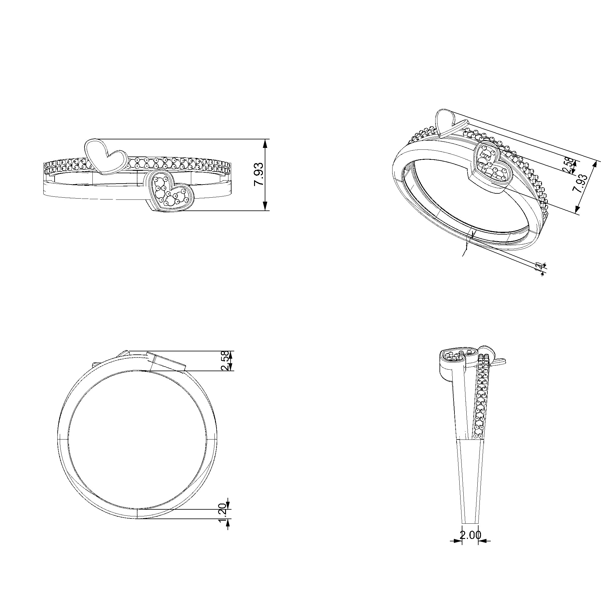 Pargold Solid Gold Love's Embrace Jewel Heart Ring-Static