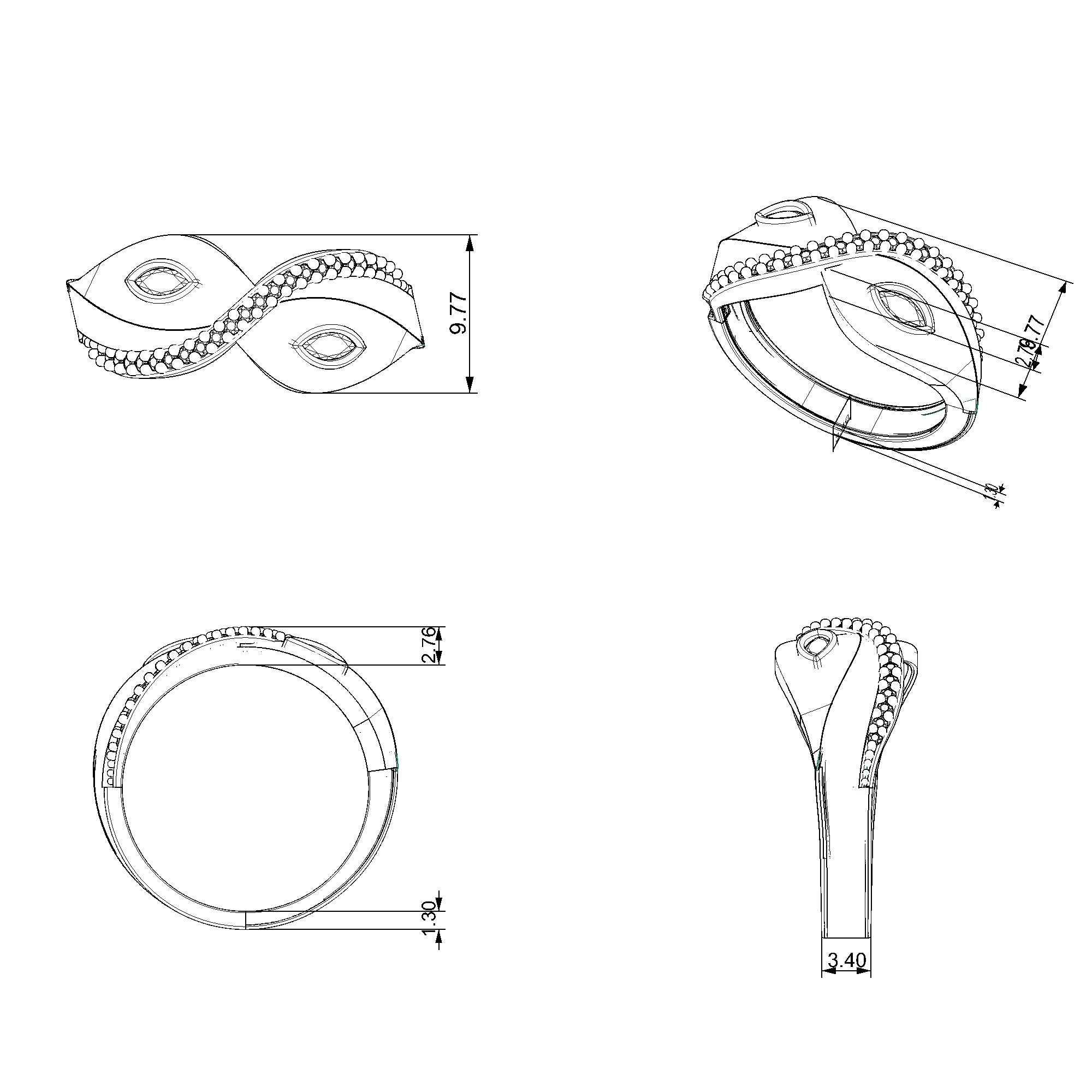 Pargold Solid Gold Dual Eclat Crossover Band-Static