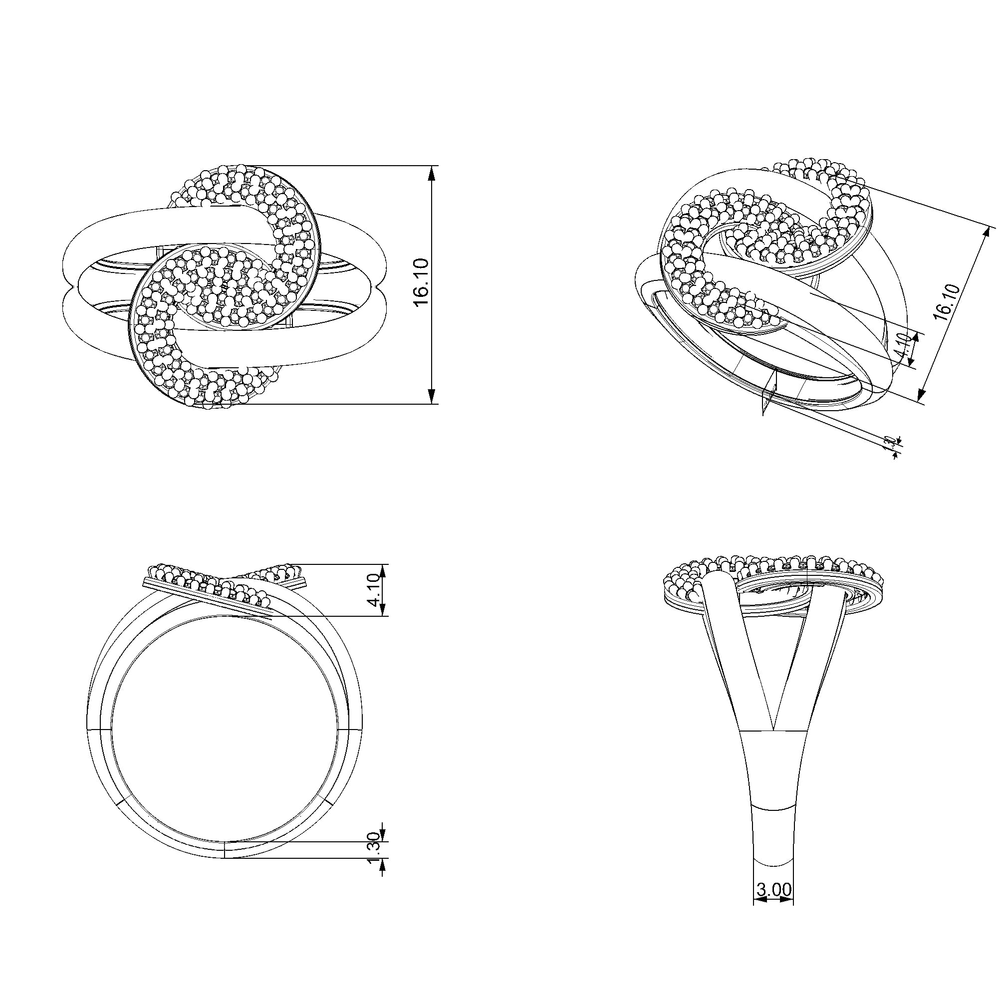 Pargold Solid Gold Spiral Splendor Accent Ring-Static