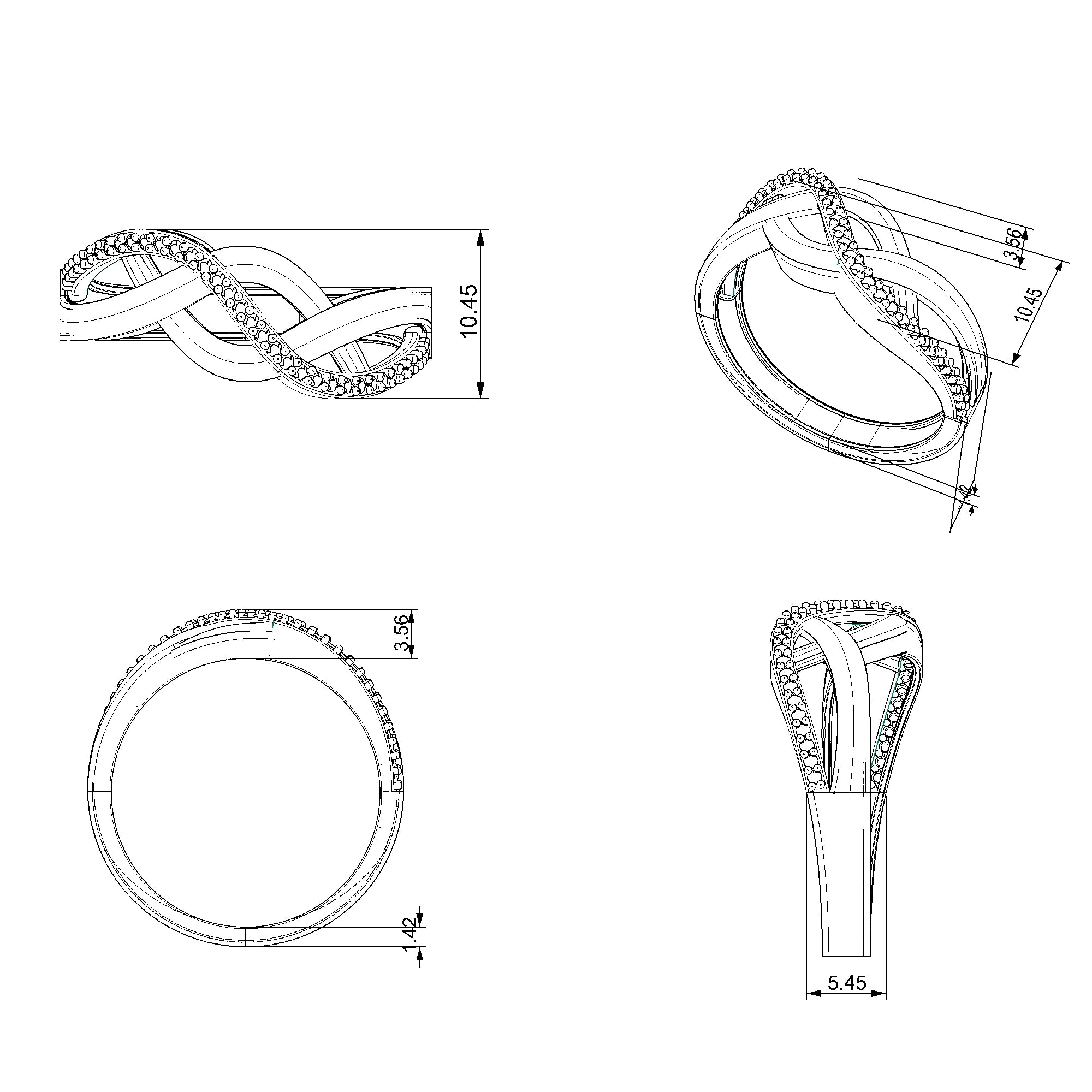 Pargold Solid Gold Symphonic Infinity Swirl Pave Ring-Static