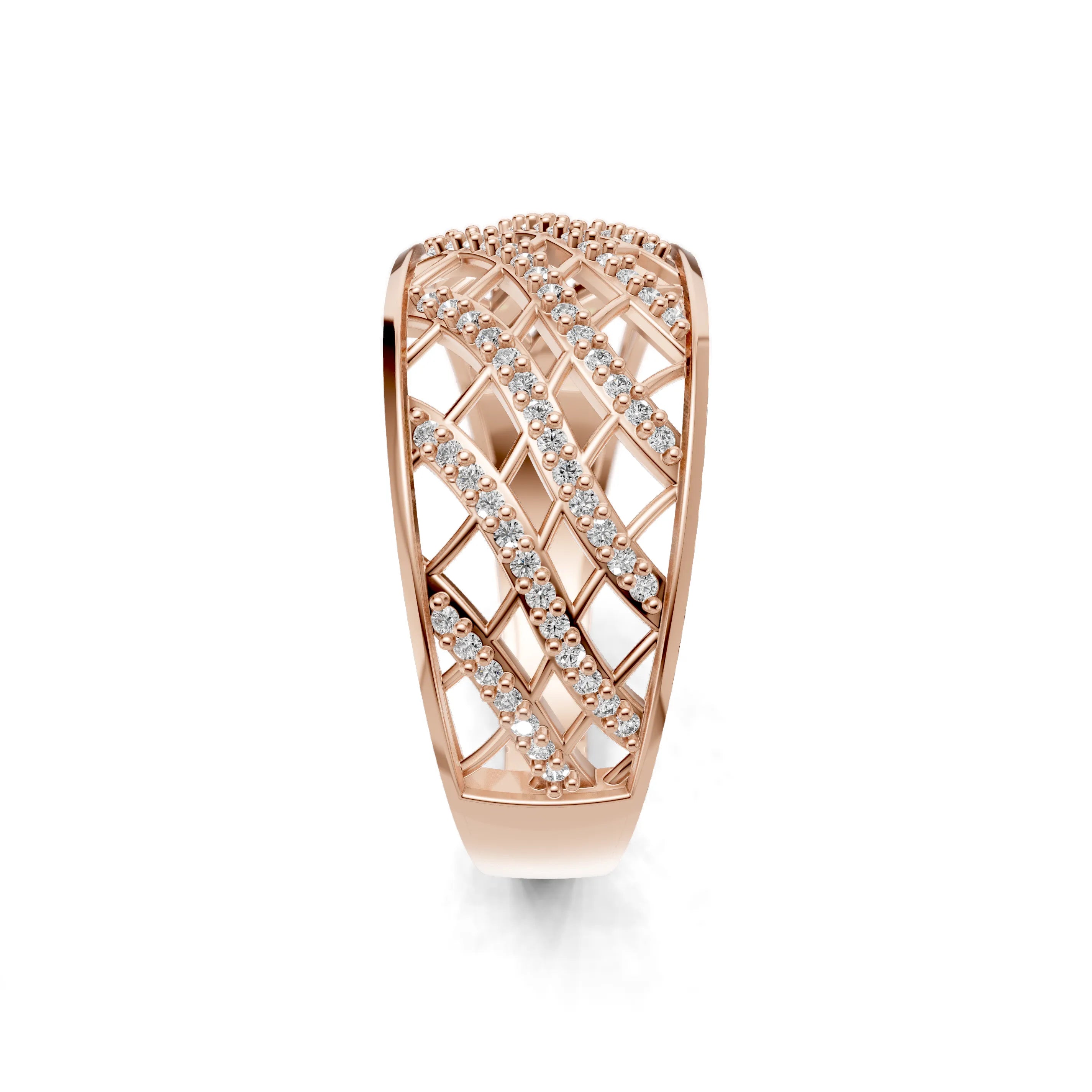 Pargold Solid Gold Dome Array Pave Elegance Ring -Rose_Diamond_Diamond_Static_Rose