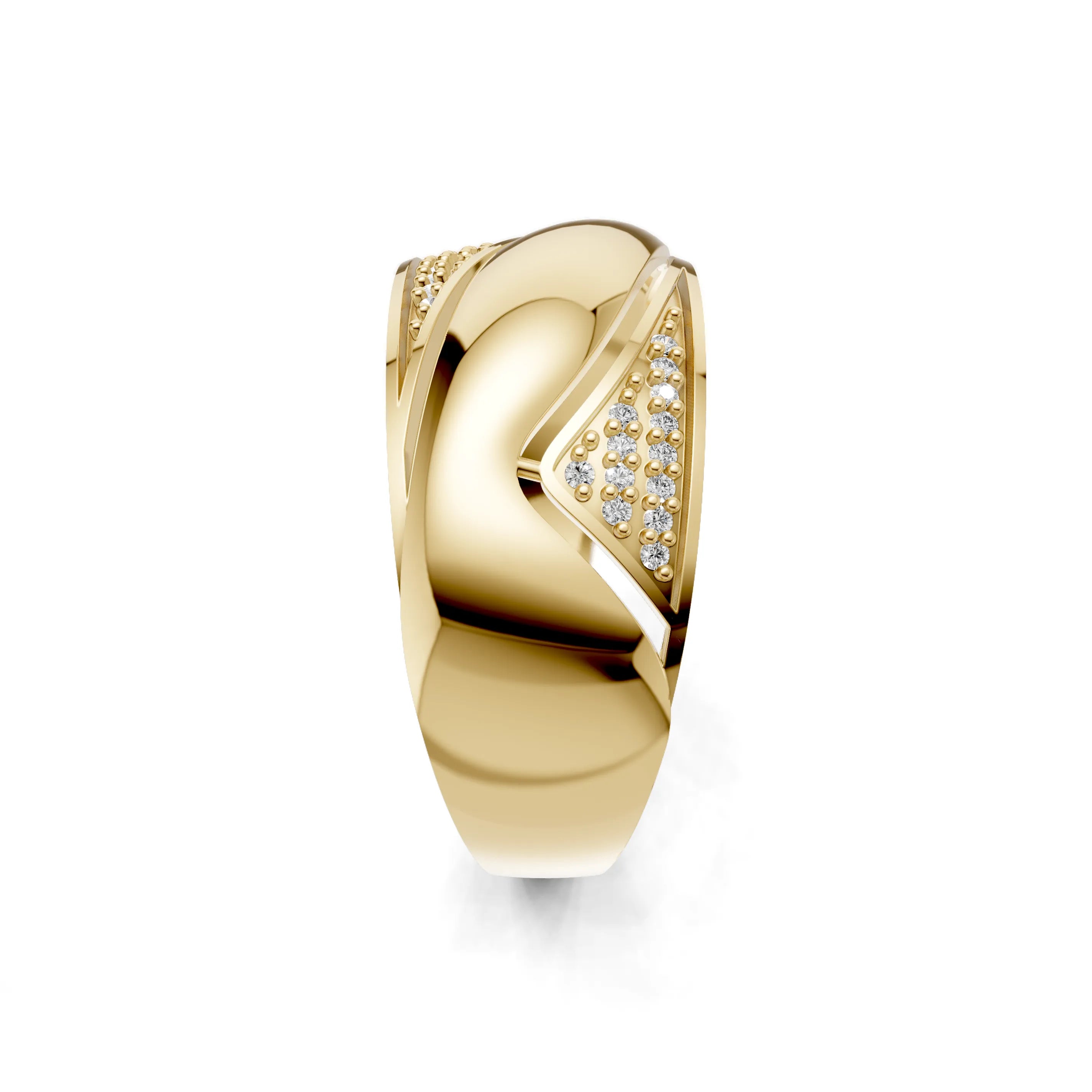 Pargold Solid Gold Sculptural Allure Pave Accent Ring -Gold_Diamond_Diamond_Static_Gold