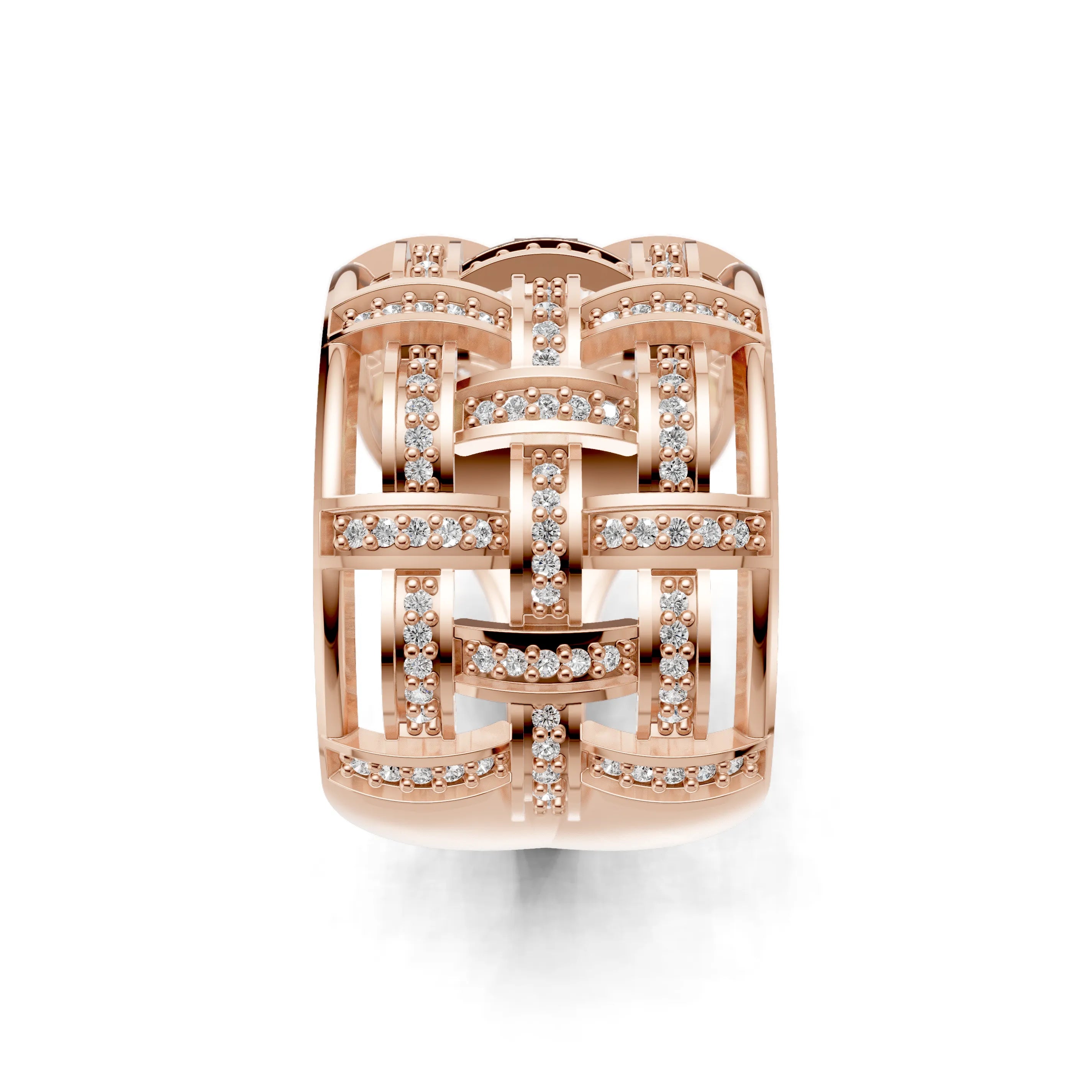 Pargold Solid Gold Luminous Lattice Pave Ring -Rose_Diamond_Diamond_Static_Rose