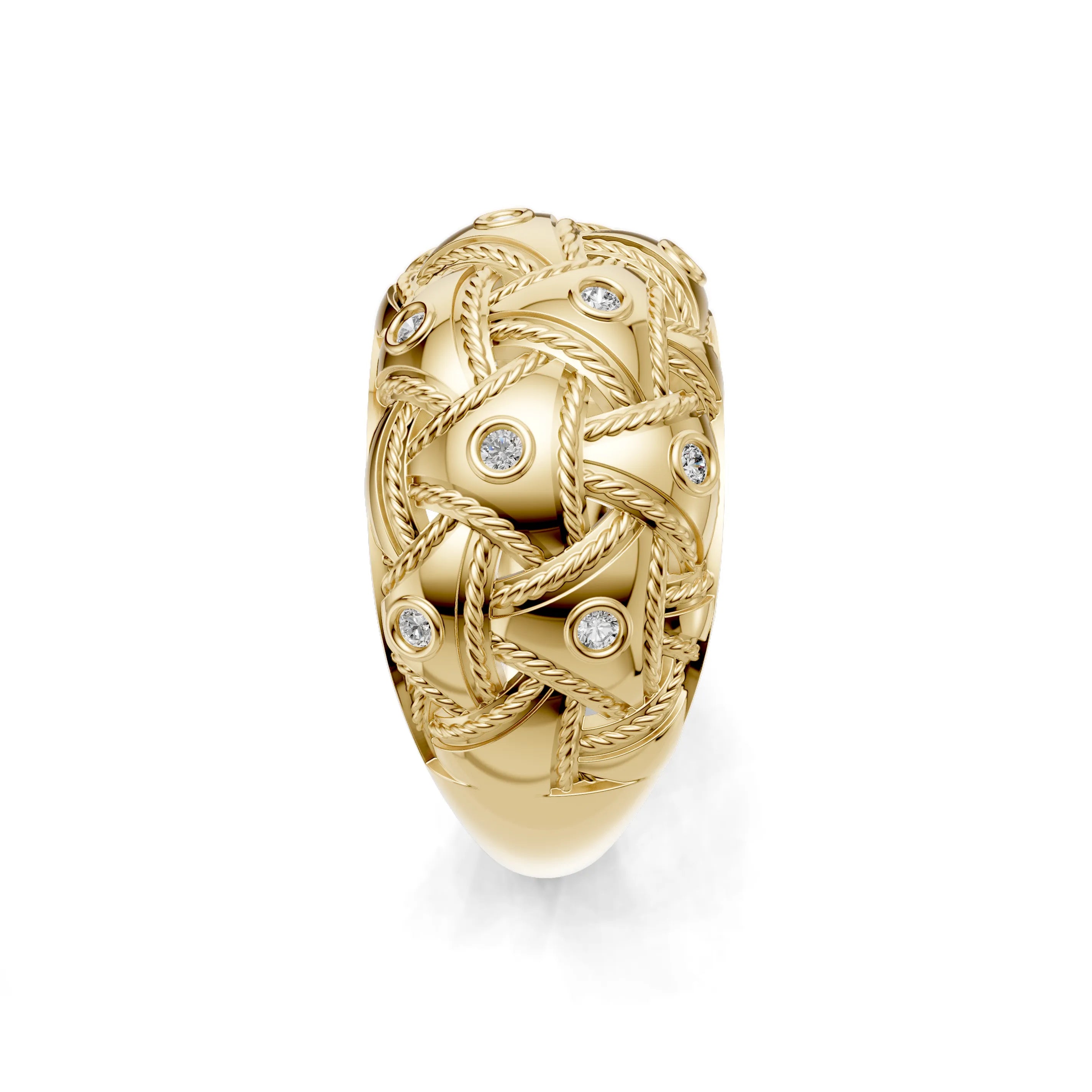 Pargold Solid Gold Nautical Knot Pave Elegance Ring -Gold_Diamond_Diamond_Static_Gold